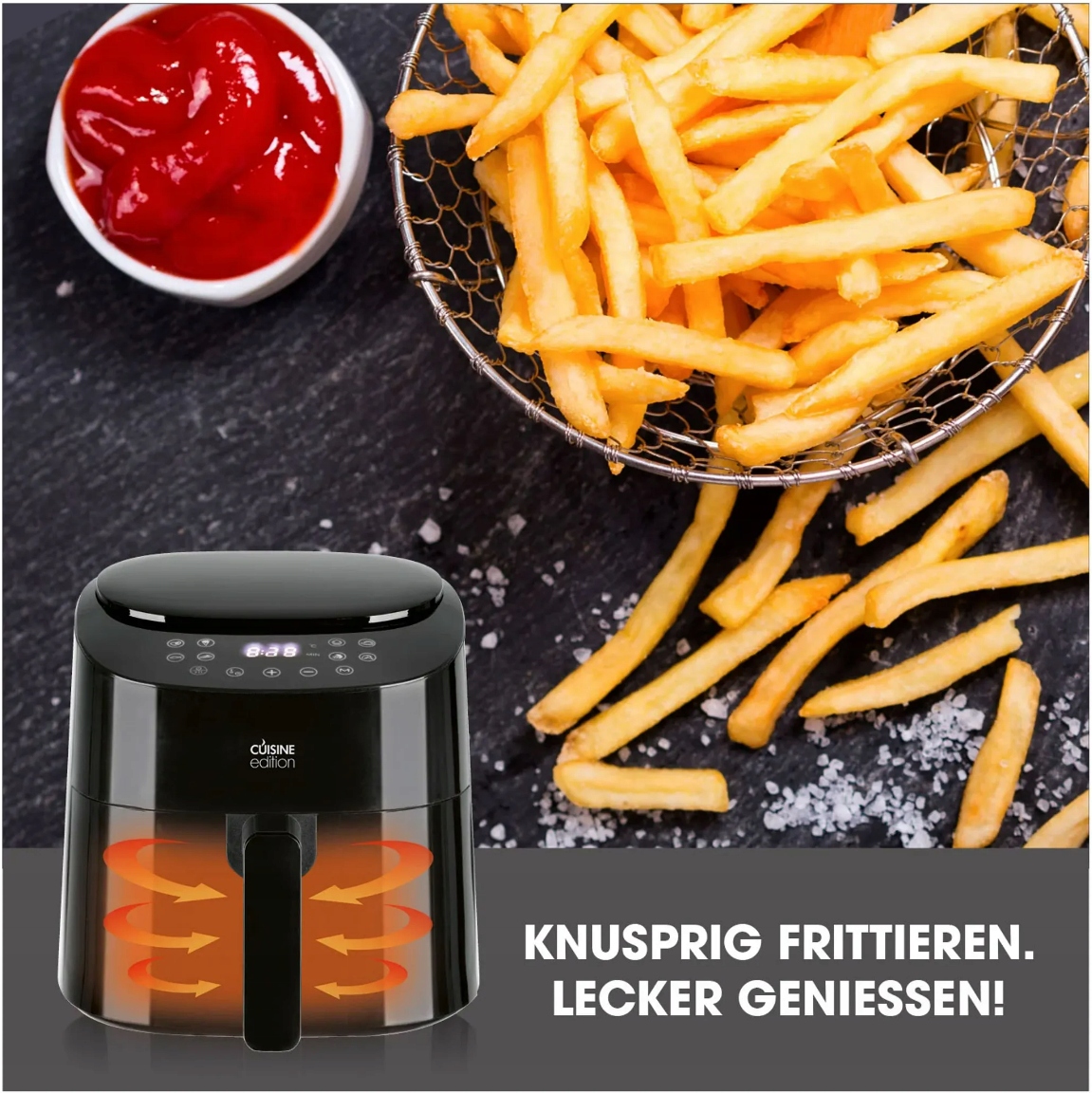 Frytkownica Air Fryer 4,5L LED 1450W 8 PROGRAMÓW Pojemność misy 4.5 l