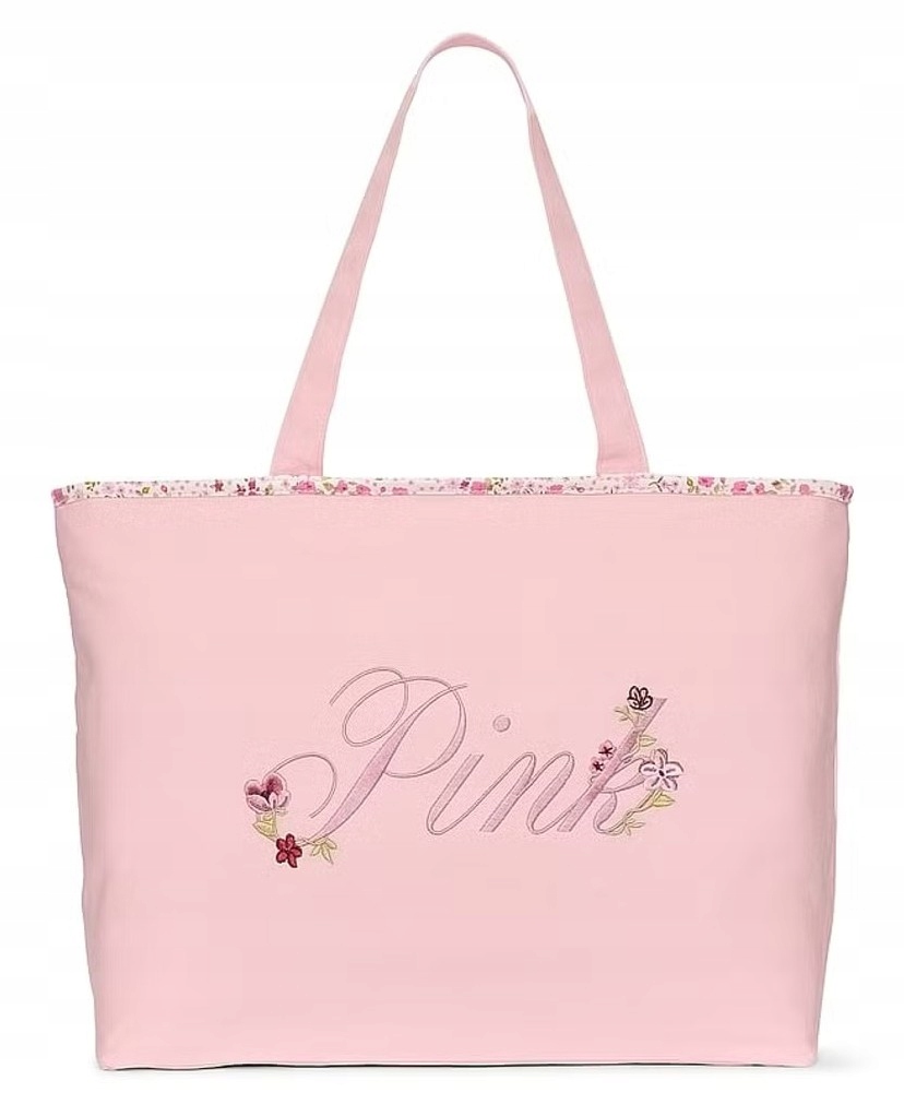 Plátěná plážová taška Victoria's Secret Pink růžová s logem