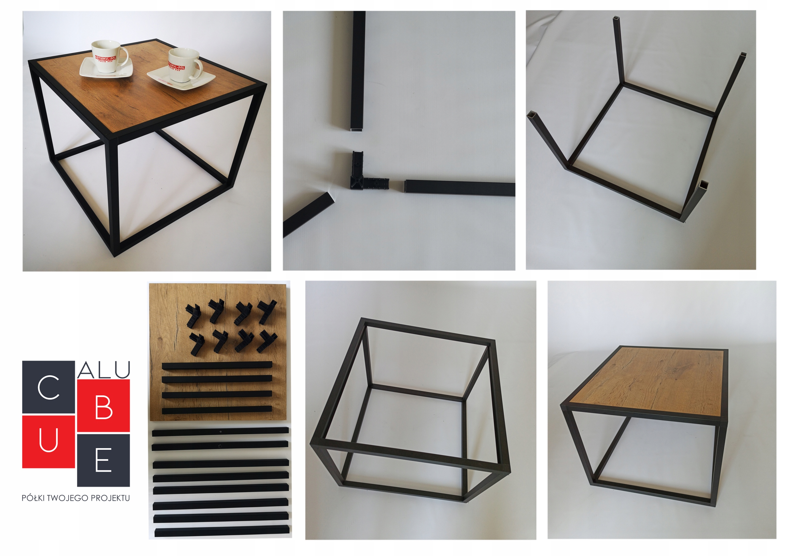 

Stolik Kawowy Loft 50x50x40 Dąb Opcje