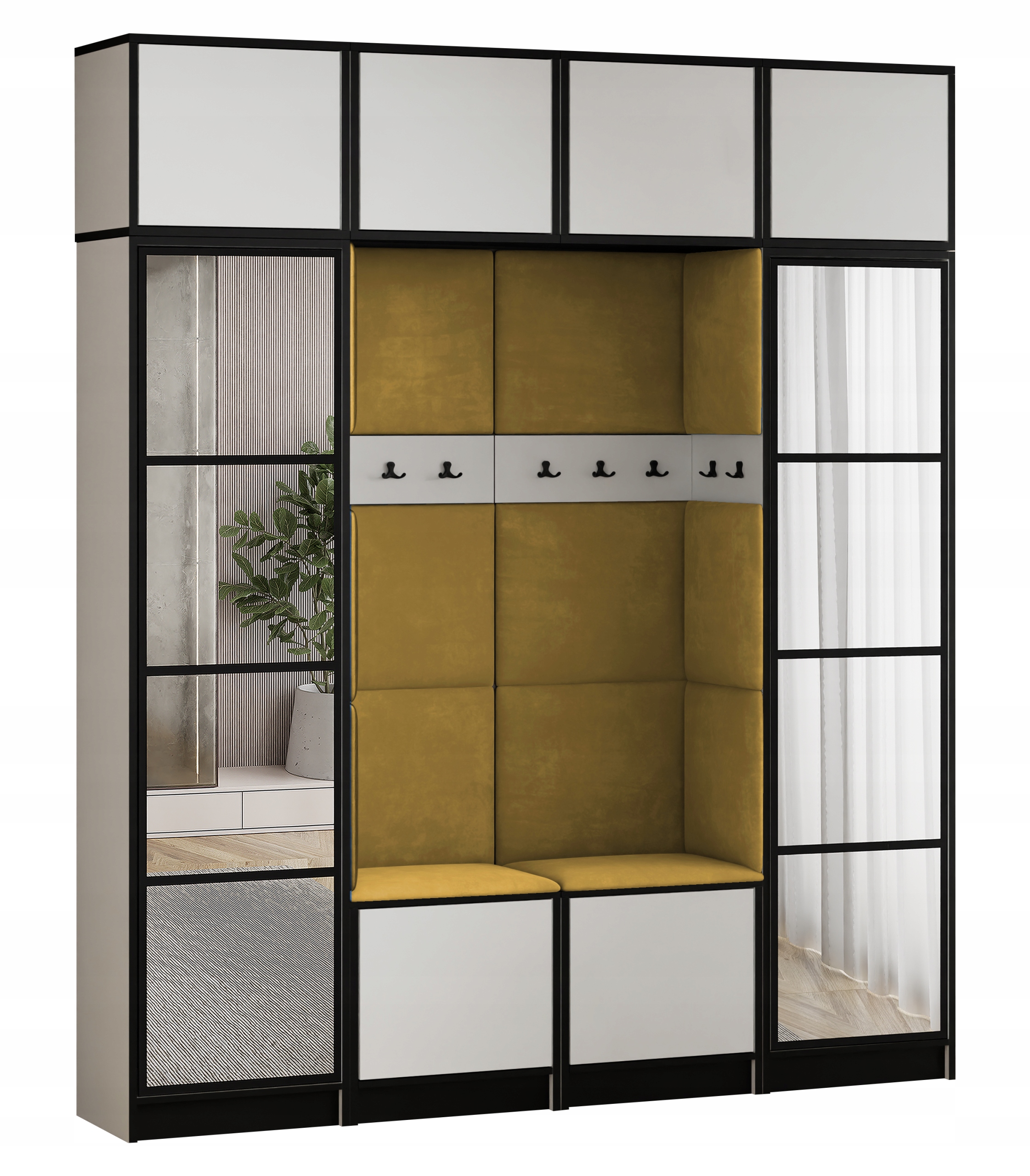 Šatní skříň s nástavcem Costa 18 bílá látka žlutý sedák