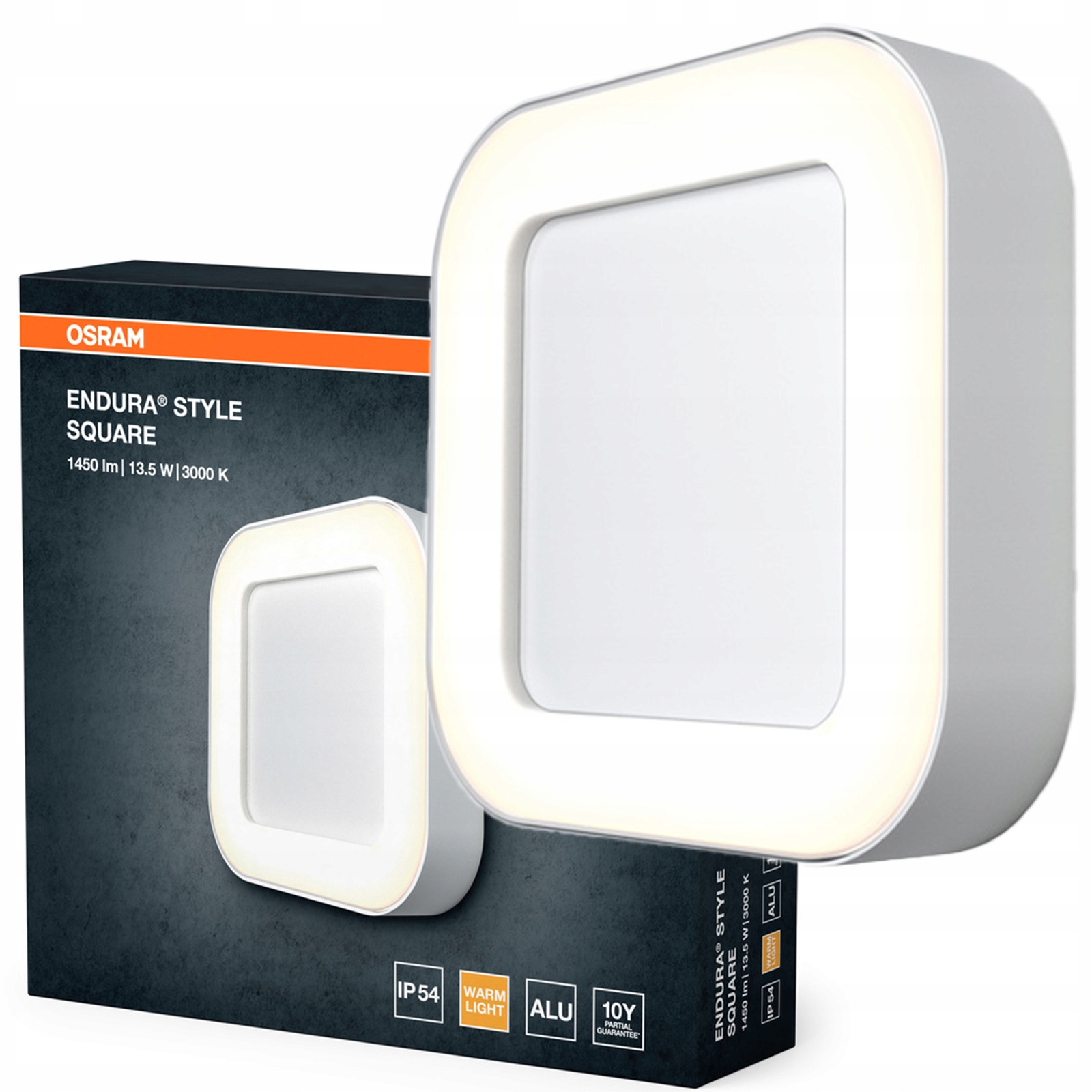 Záhradné nástenné svietidlo Vonkajšia Led lampa 13.5W 600lm 3000K Biela IP54 Endura