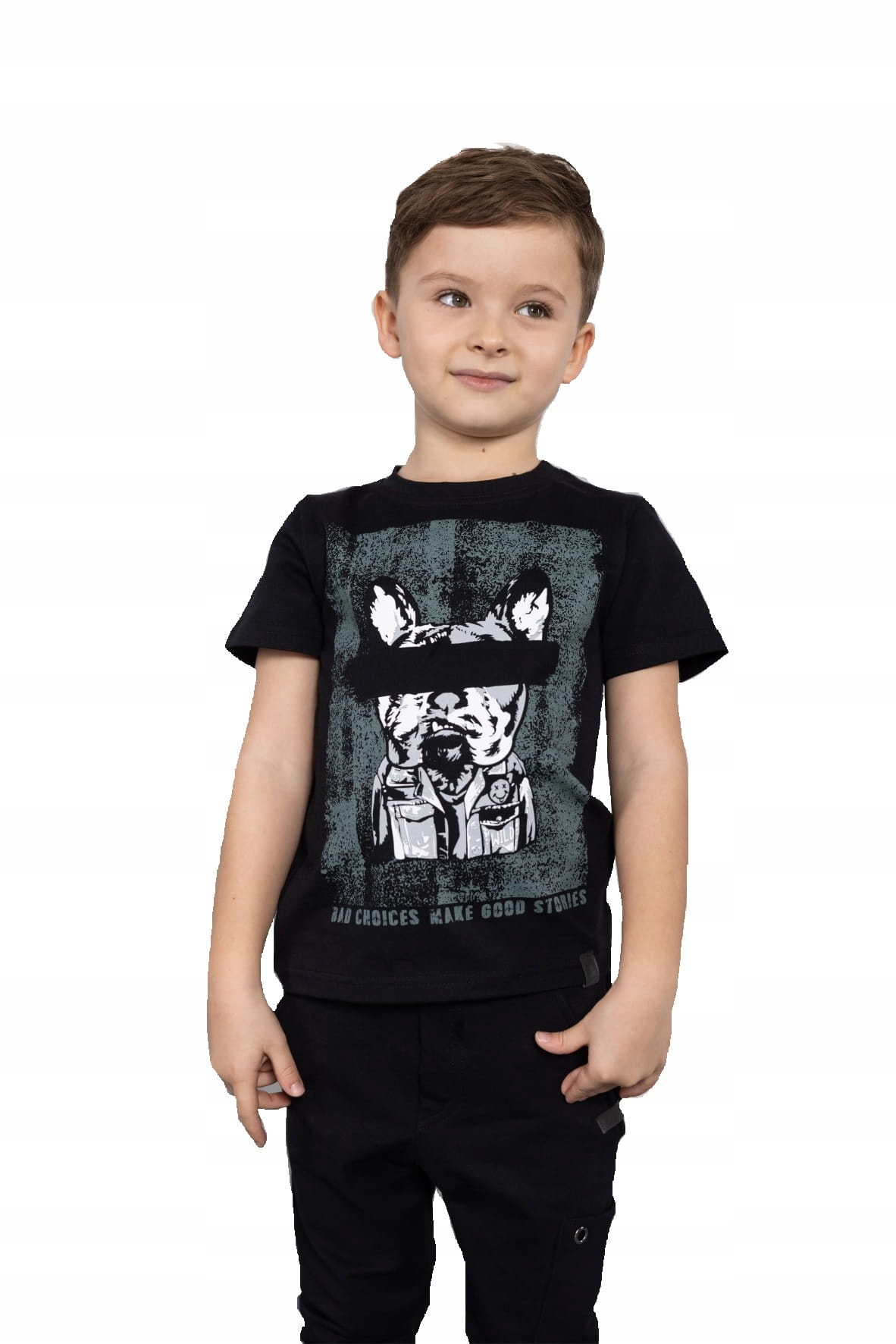 

Czarny t-shirt z psem All For Kids 128/134