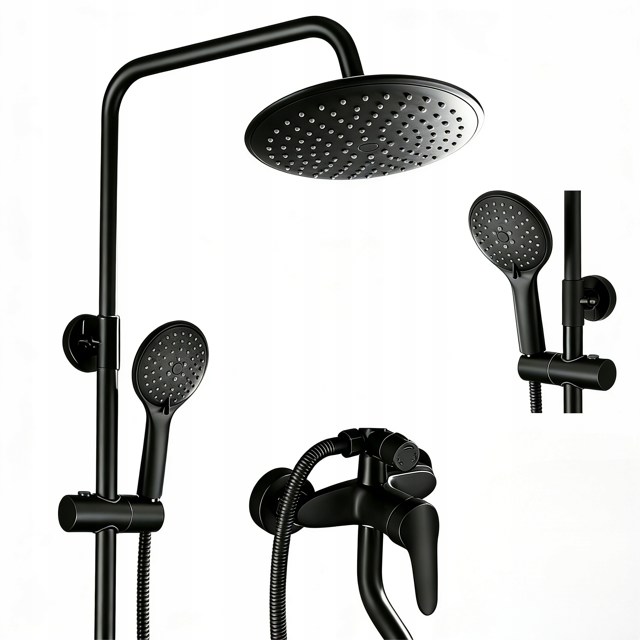 Súprava na sprchovanie Dažďová sprcha Batéria Slúchadlo 100 cm Čierna Matná