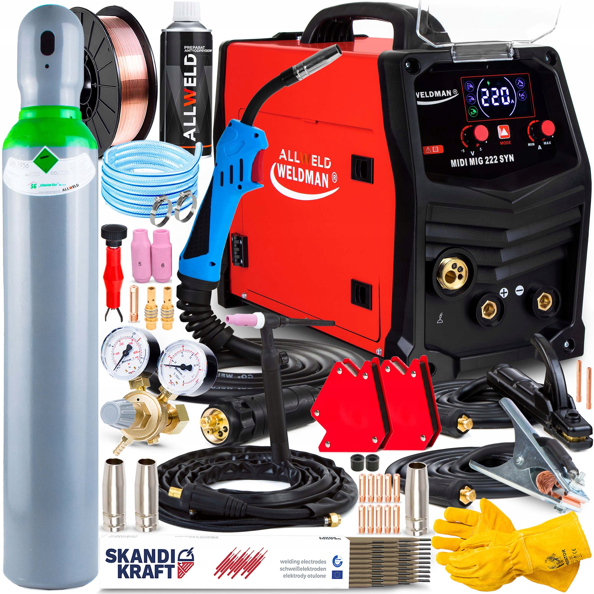 Invertorová Svářečka Weldman MIDI Mig 222 Synergie Mma Tig Hliník 230V