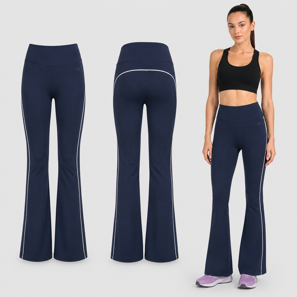 Legginsy Damskie 4F Sportowe Z Rozszerzonymi Nogawkami Dzwony S F260