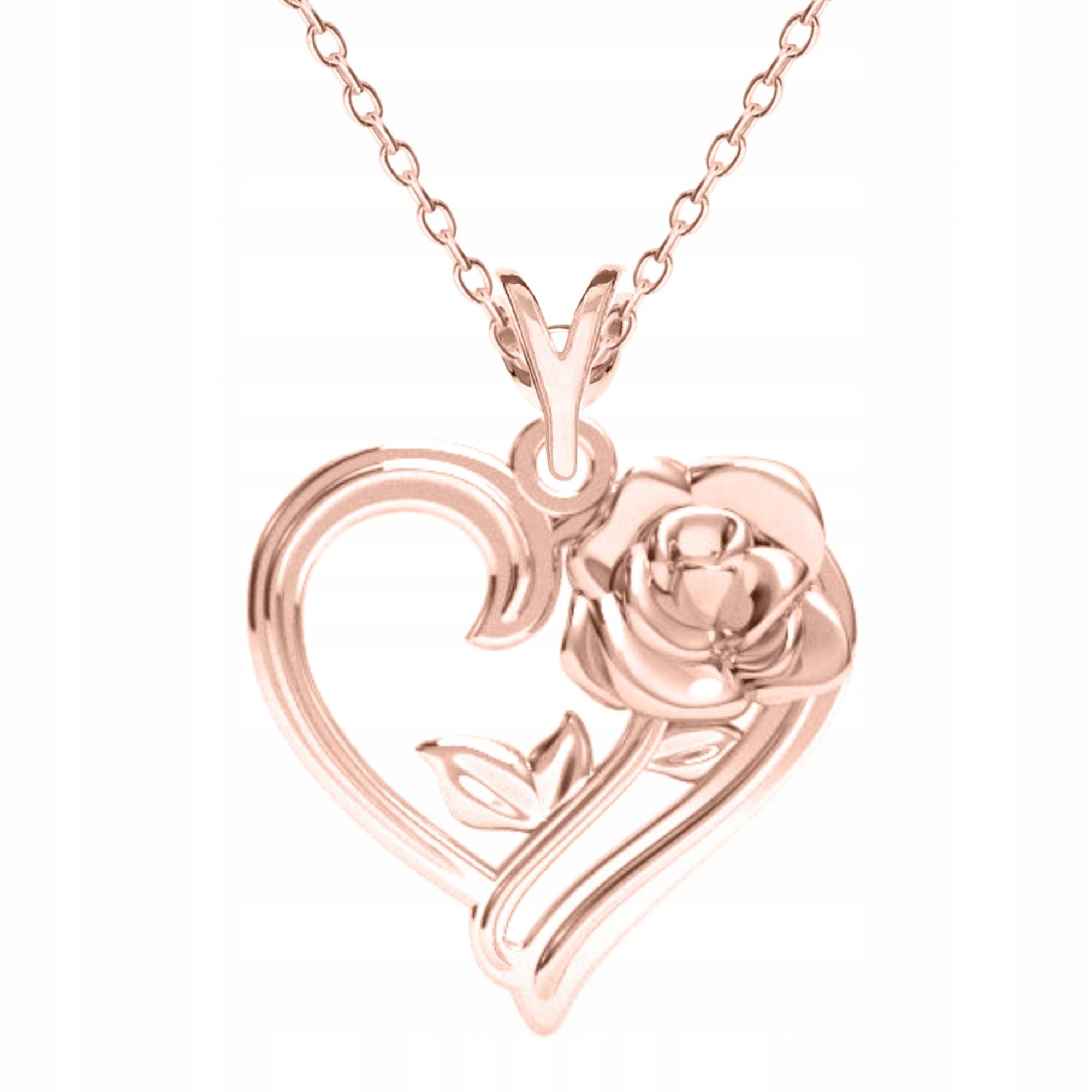 Náhrdelník Pozlacený Růže Srdce Srdíčko s květinou Květina Stříbro 925