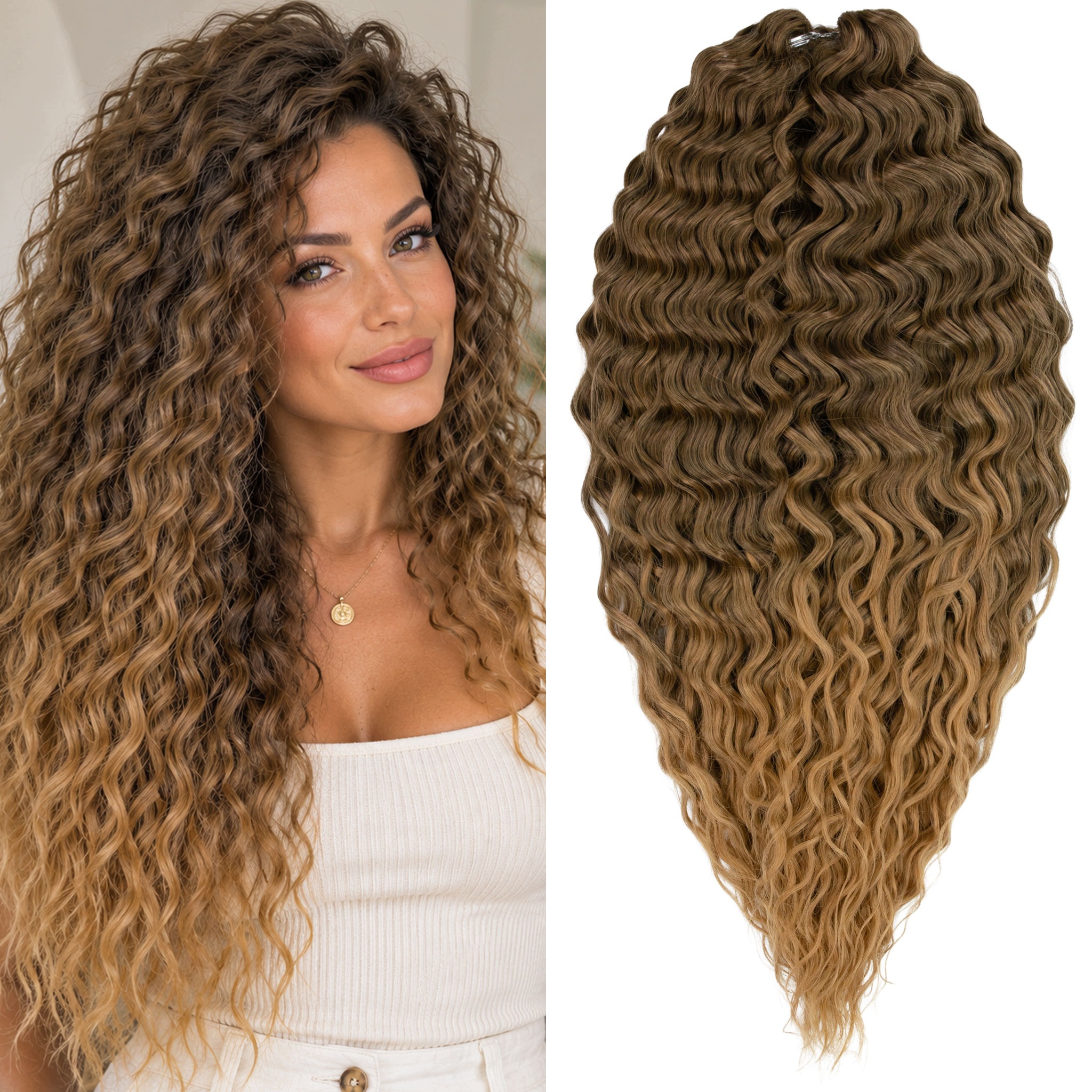 Włosy syntetyczne sztuczne Afroloki Ariel Pro Arielki ombre brąz 55cm 300g