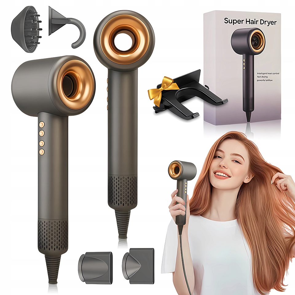 Suszarka Do Włosów Z Jonizacją 1600W 4 Końcówki Hair Dryer Profesjonalna
