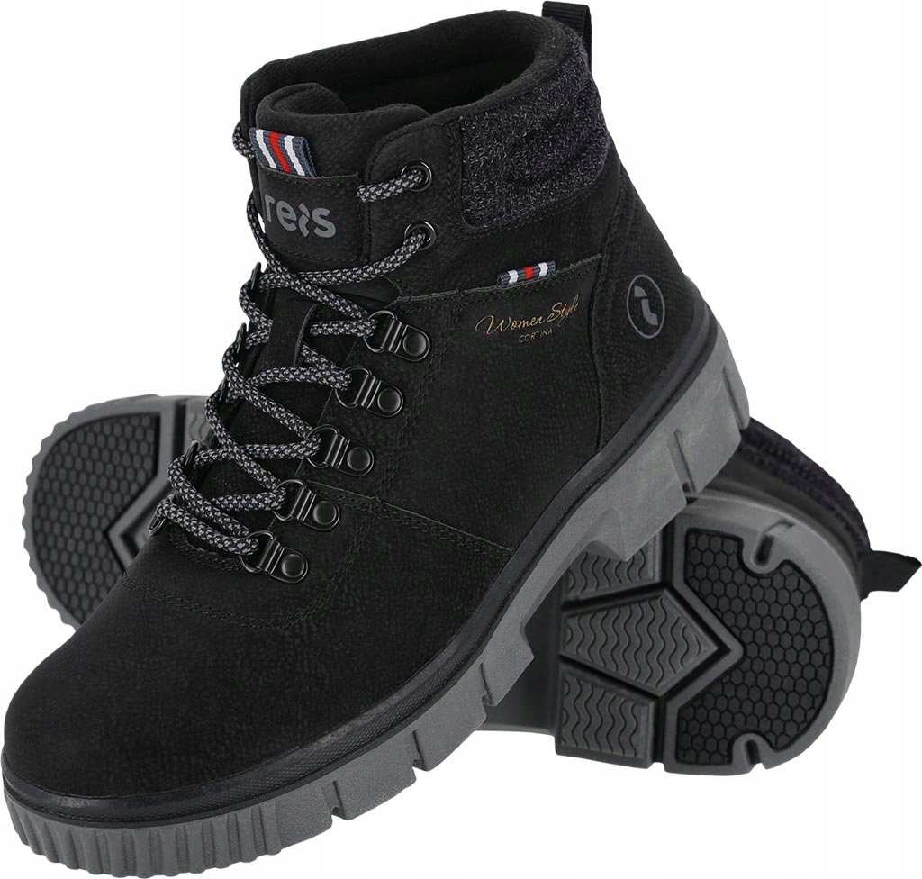 Damskie buty zimowe trzewiki ocieplane aksamitem trekkingowe trapery