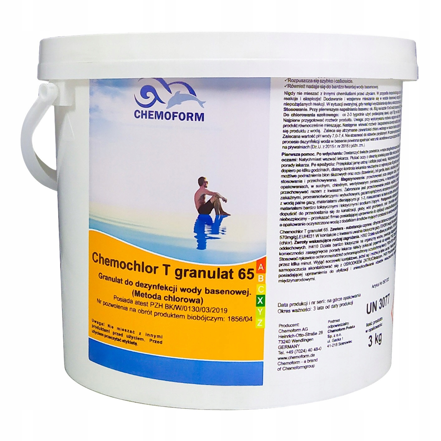 Silny Chlor do Basenu Chemochlor T Granulat 65 Szok dezynfekcja chlorem 3KG