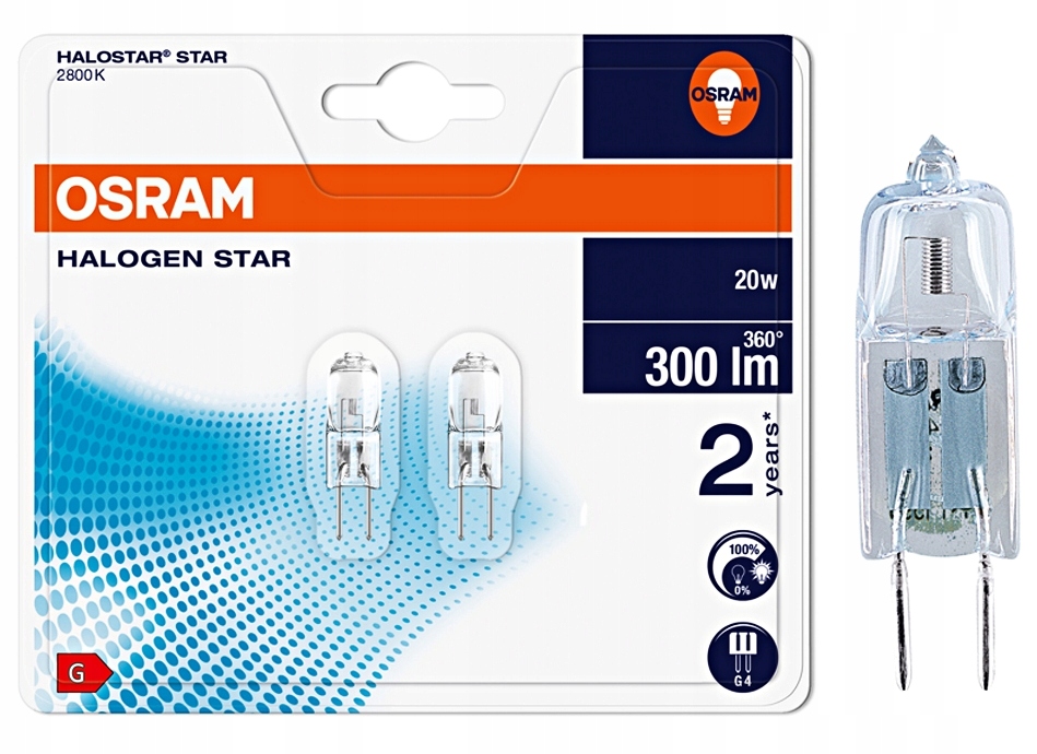 

Żarówka Halogenowa Kapsułka 20W G4 12V Osram 2szt.