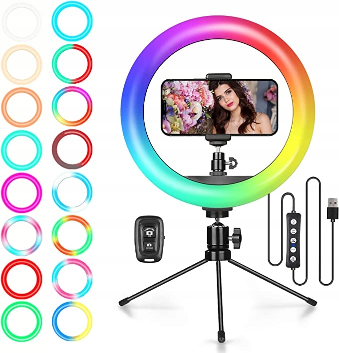 2x Rgb Led Kroužková Lampa 10 palců se stativem a držákem na telefon