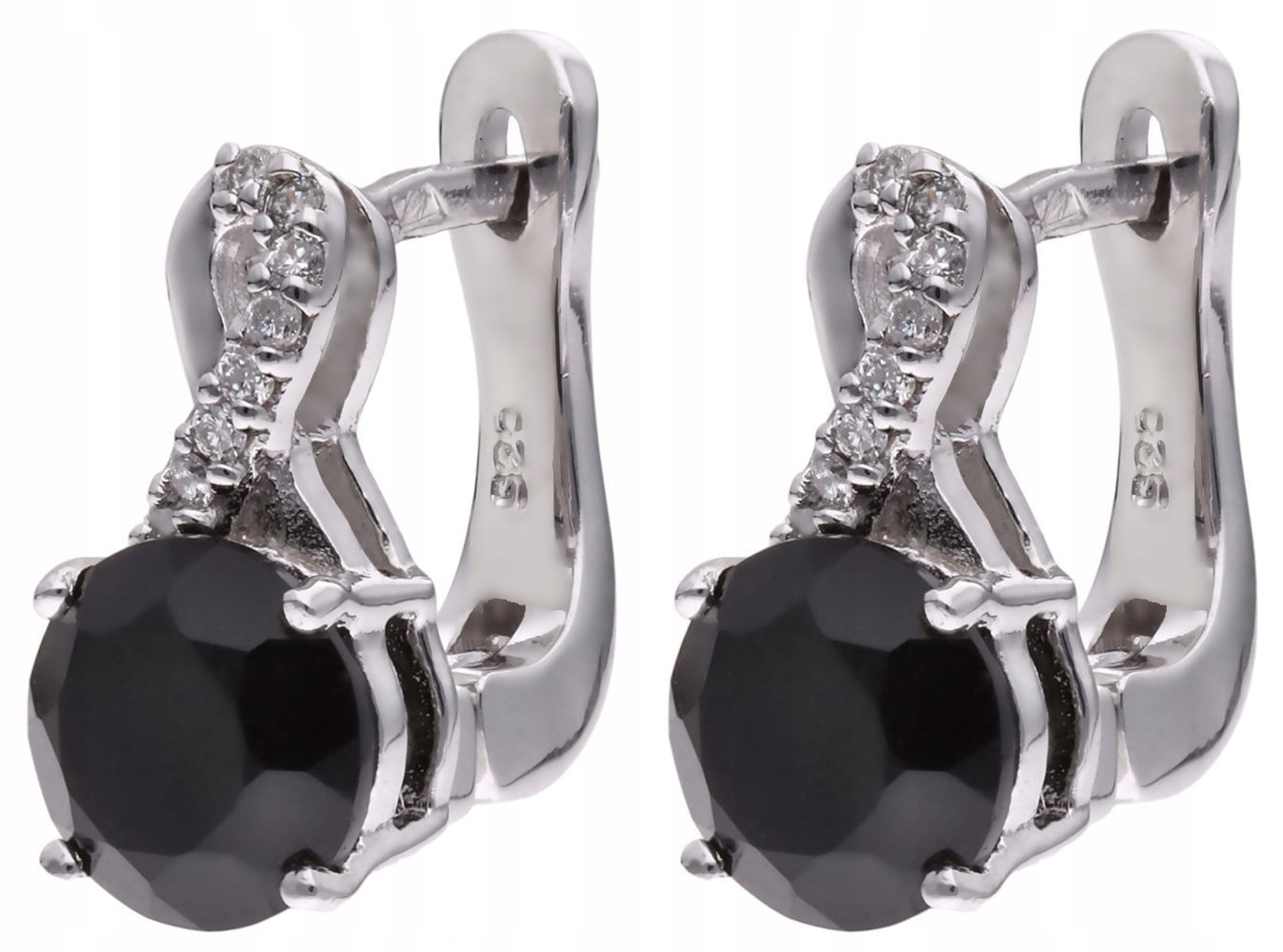 Stříbrné náušnice Ag 925 onyx s diamantem CVD-3441-E-OX