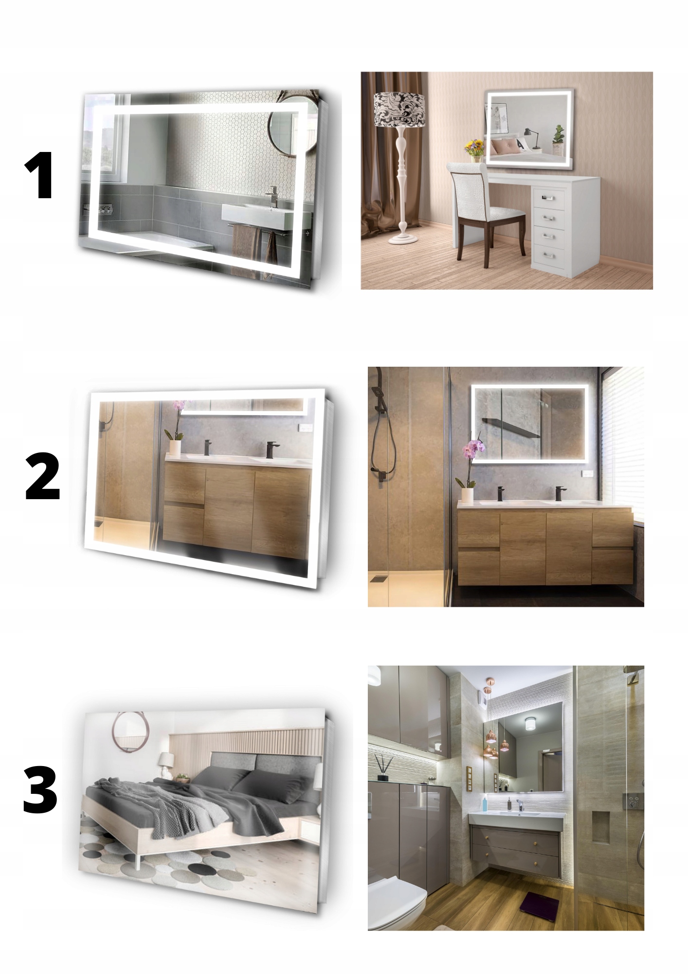 LUSTRO 50x40 ŁAZIENKOWE LED PODŚWIETLANE WZORY EAN (GTIN) 5904506951437