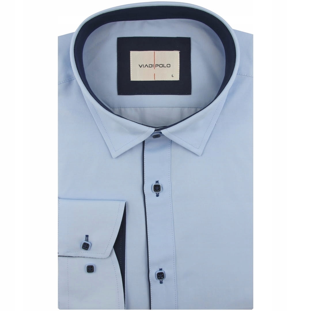 Koszula Męska Wizytowa do garnituru niebieska z lamówka H049