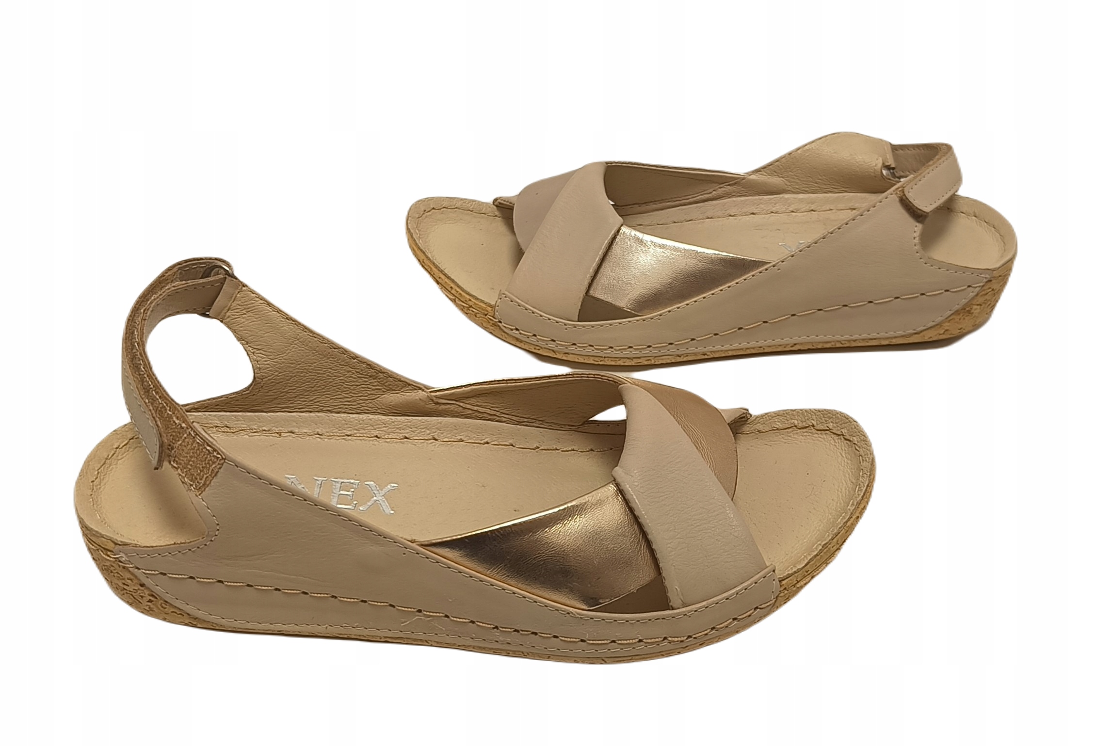Sandály kožené Janex 400 Béžová Zlatá r37