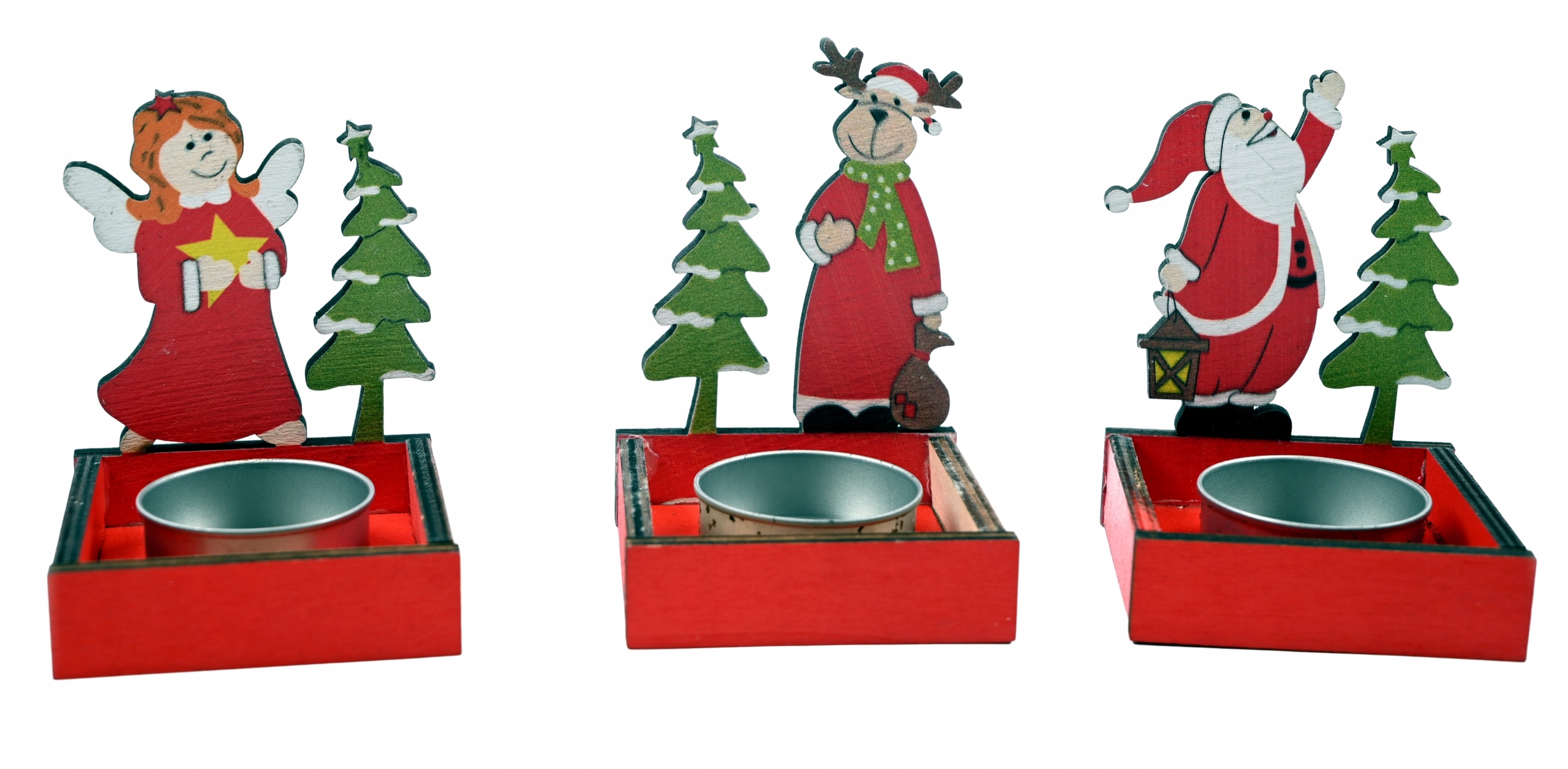 STROIK ŚWIĄTECZNA DEKORACJA DREWNIANA TEALIGHT PODSTAWKA RÓŻNE WZORY Marka Midex