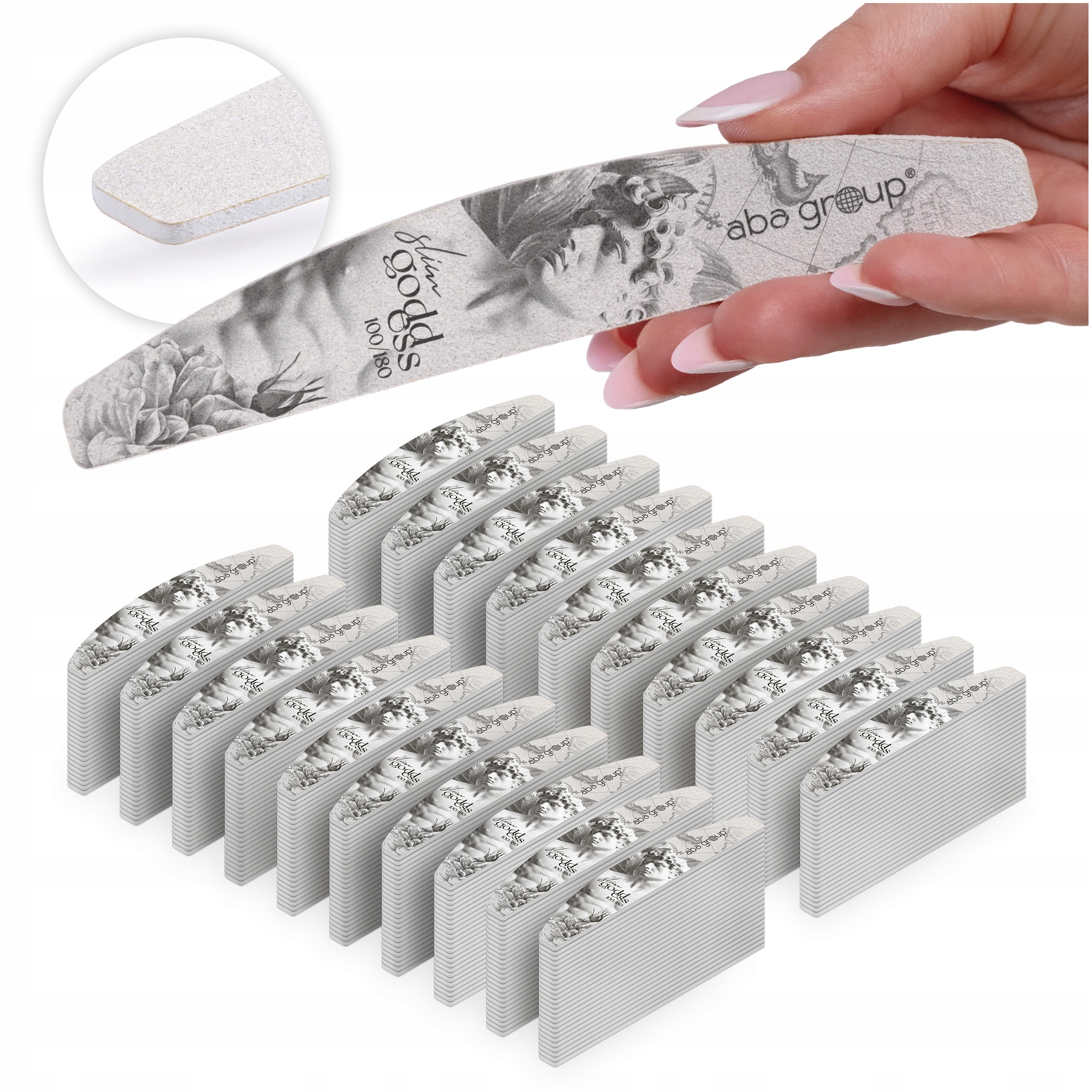 pilník na nehty Loďka 100/180 Slim Sada 500 ks Goddess Aba Group