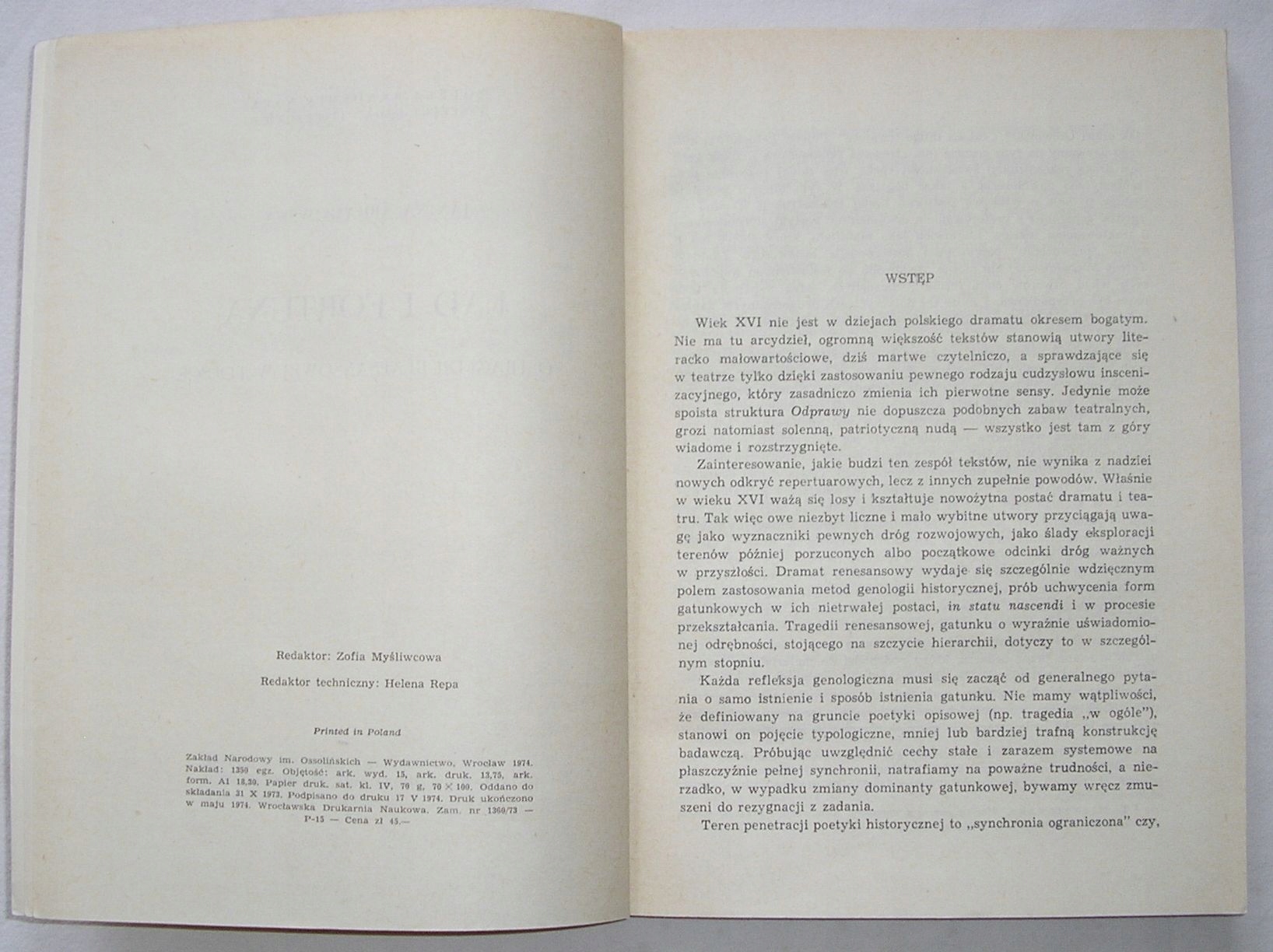ŁAD I FORTUNA O TRAGEDII RENESANSOWEJ W POLSCE Tytuł ŁAD I FORTUNA O TRAGEDII RENESANSOWEJ W POLSCE