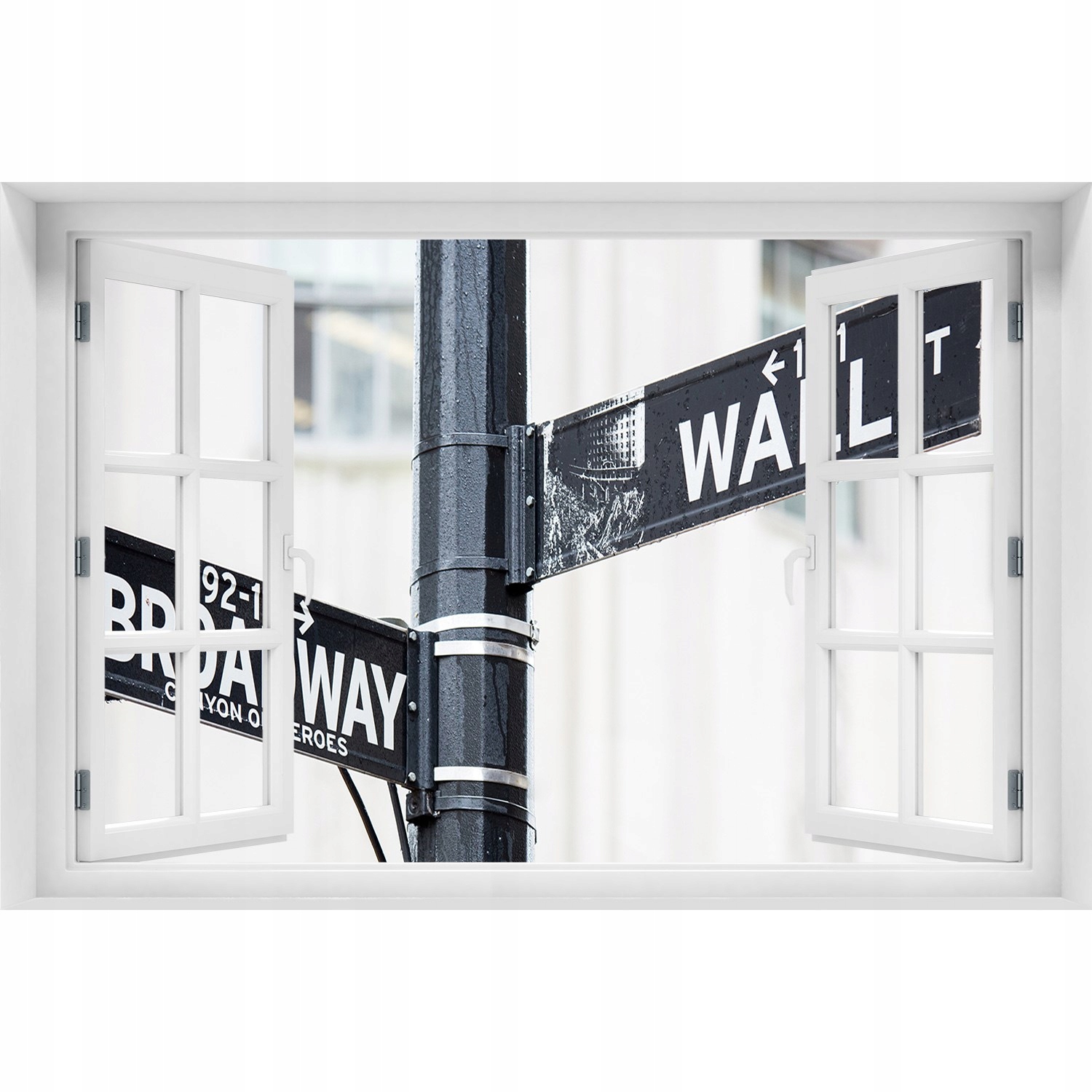 

3D Okno Naklejka ścienna Wall street znak 150x100