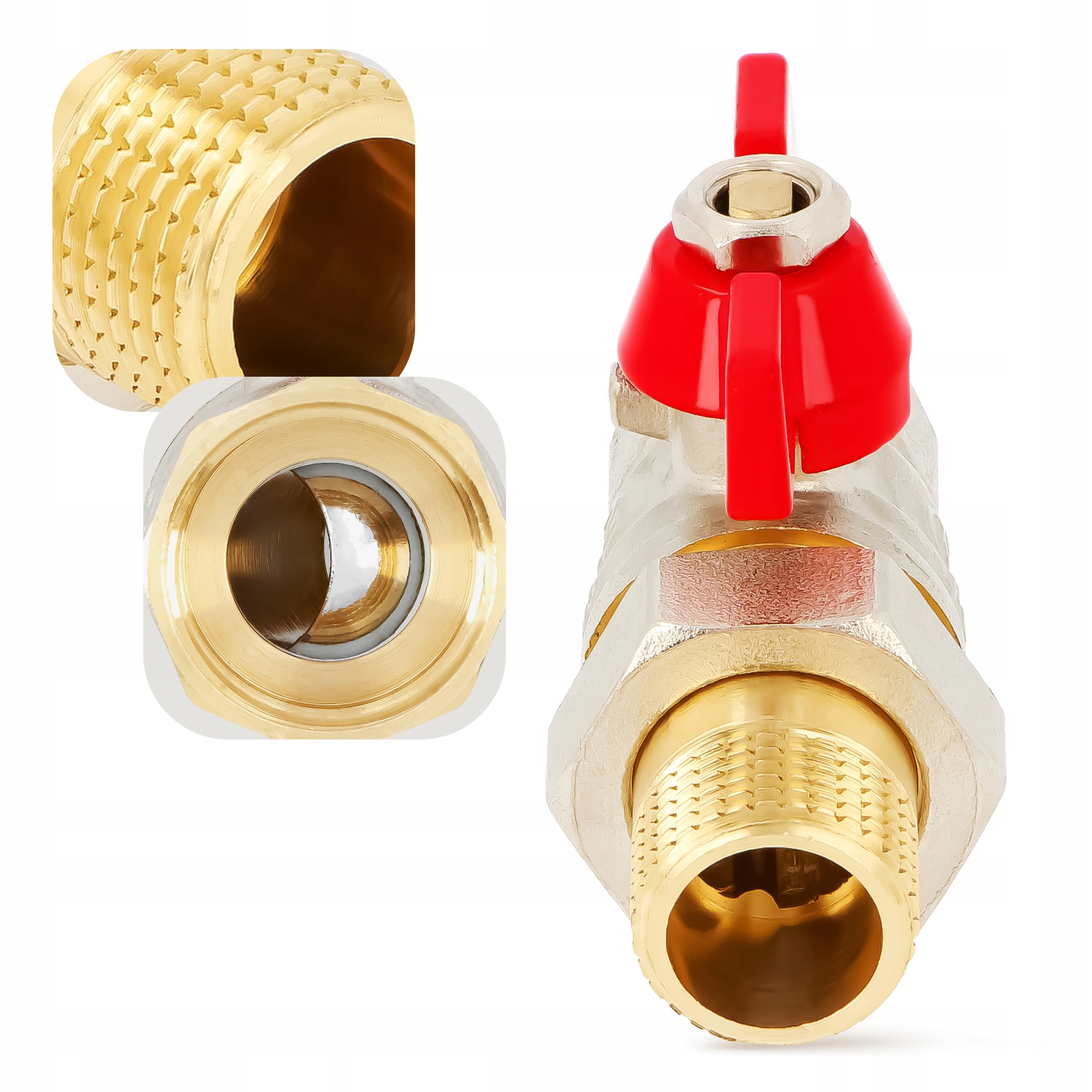 ZAWÓR KULOWY 1/2x3/4 GWxGZ NYPLOWY ODCINAJĄCY WODY MOTYLEK DŁAWIK ŚRUBUNEK Stan opakowania oryginalne