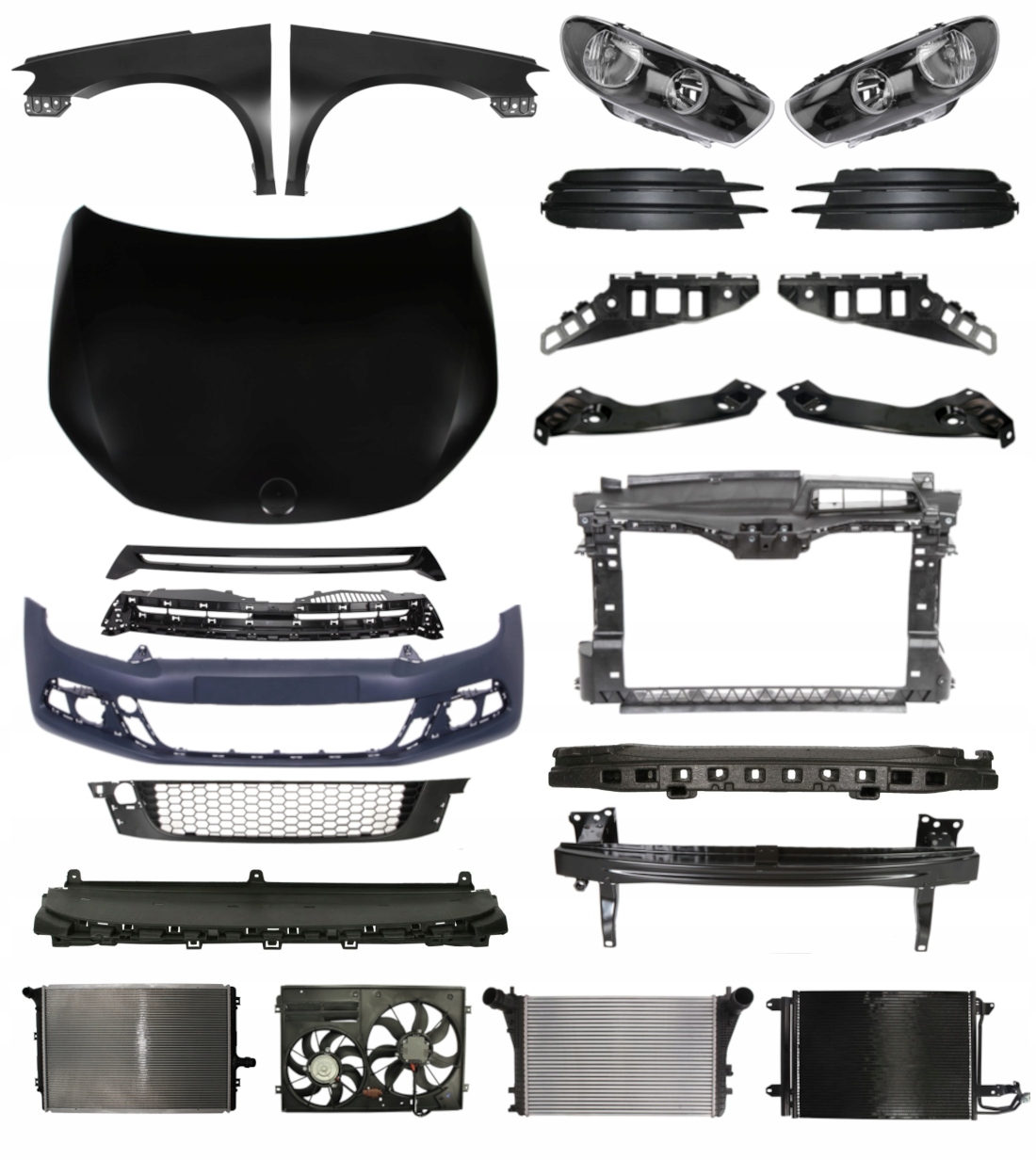 Volkswagen Scirocco 08-14 Zderzak Pas Maska ZESTAW CZĘŚCI
