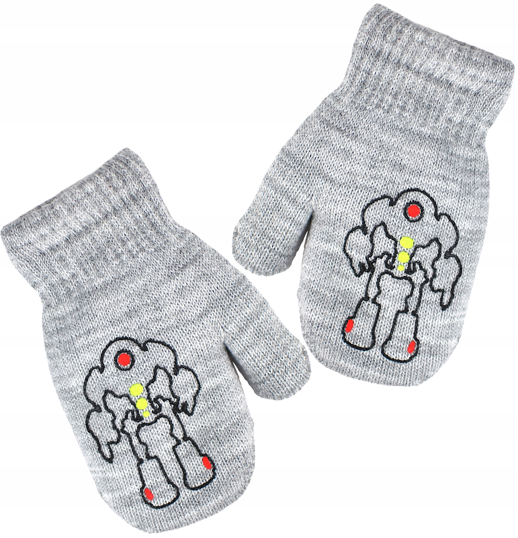 NOVITI RĘKAWICZKI DZIECIĘCE NA SZNURKU ZE SZNURKIEM PODWÓJNE ROBOT 14 CM