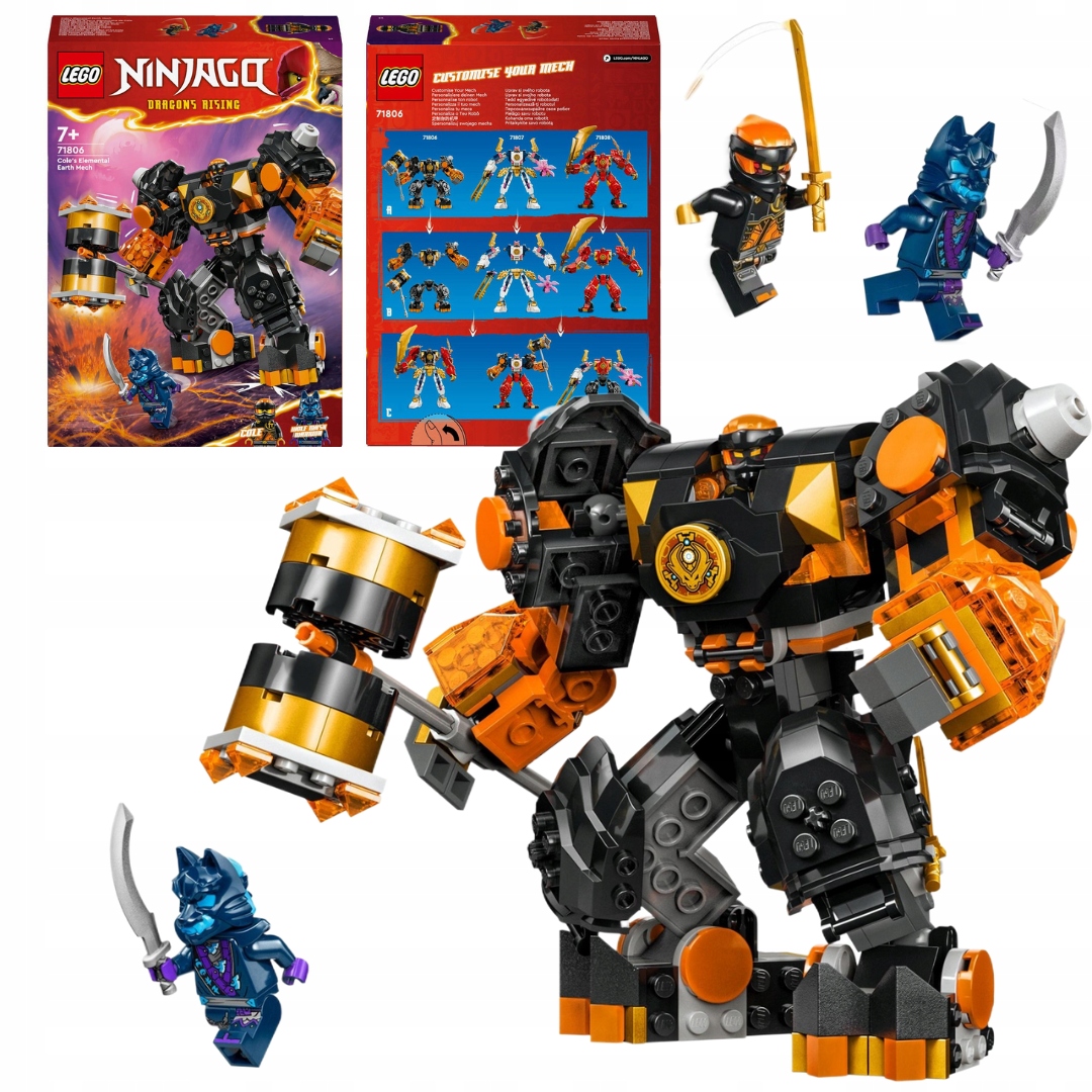 Lego Ninjago Robot živlu země Colea 71806 Pohyblivý mech Ninja 2 Figurky