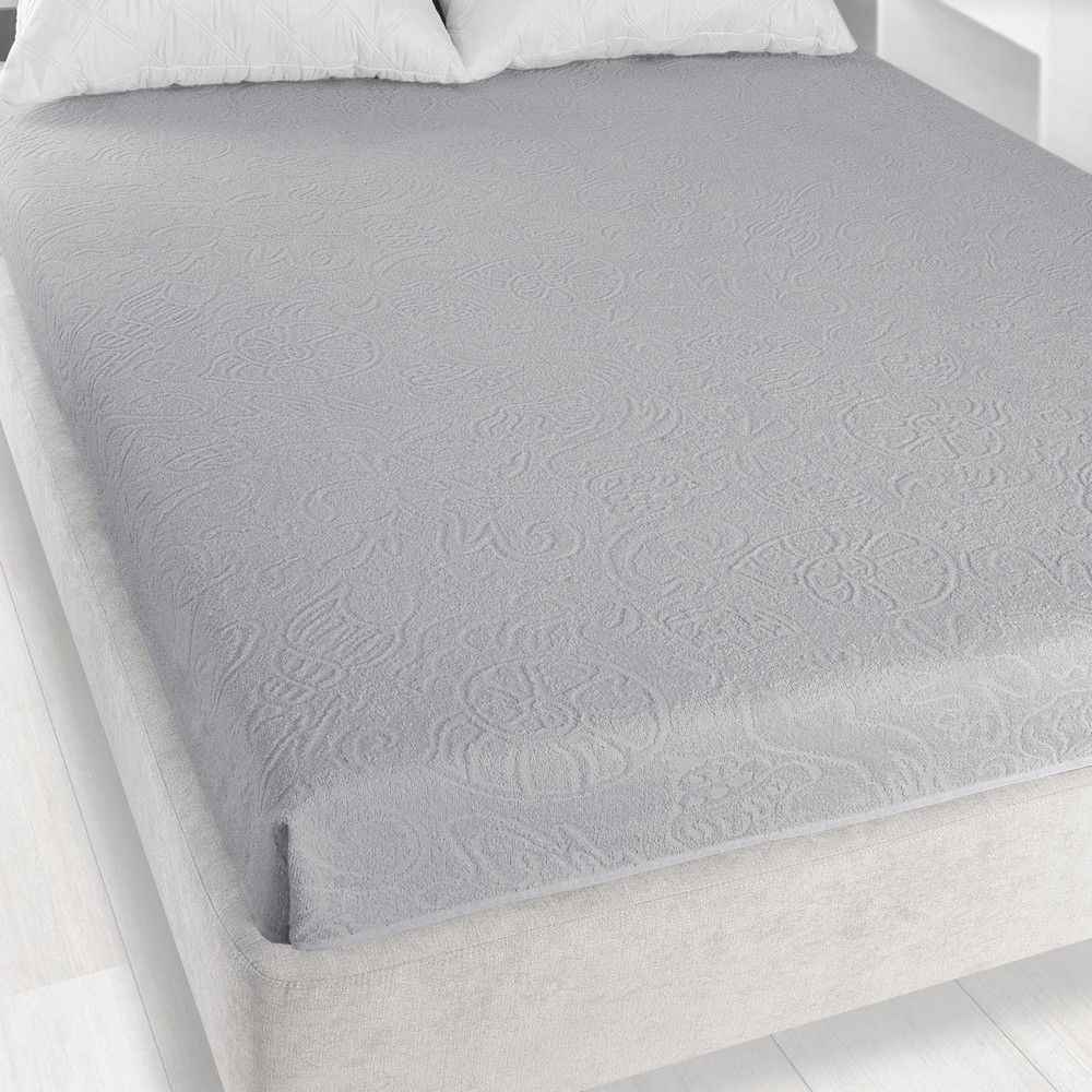 Froté prostěradlo bez gumičky 175x220 Tulipán šedé Zwoltex