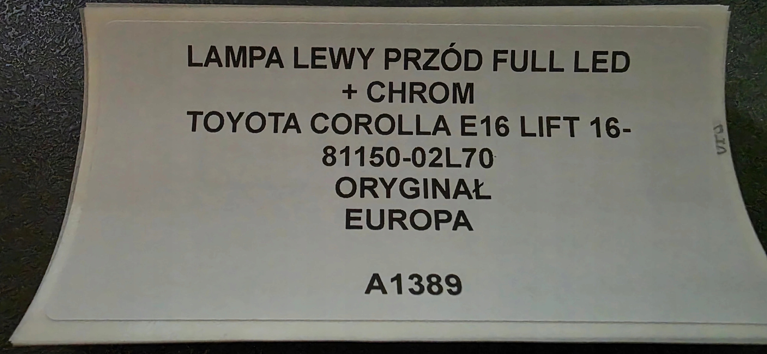 light left front FULL LED + CHROM TOYOTA COROLLA E16 LIFT 16- 81150-02L70