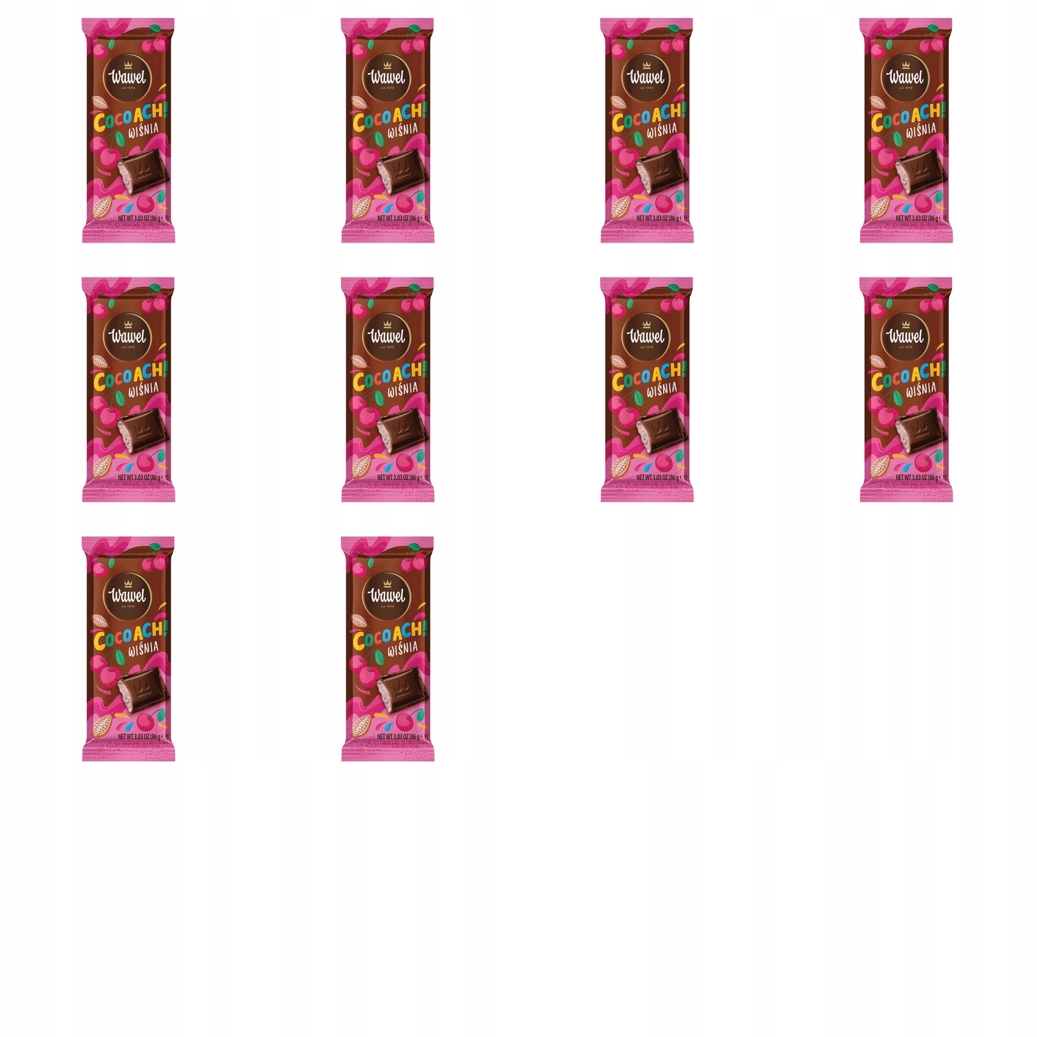 Levně 10 x 86 g Wawel cocoach! čokoláda višeň