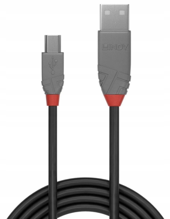 Kabel USB 2.0 typ A Mini-B Lindy 36722 1m Anthra Kod producenta 36722