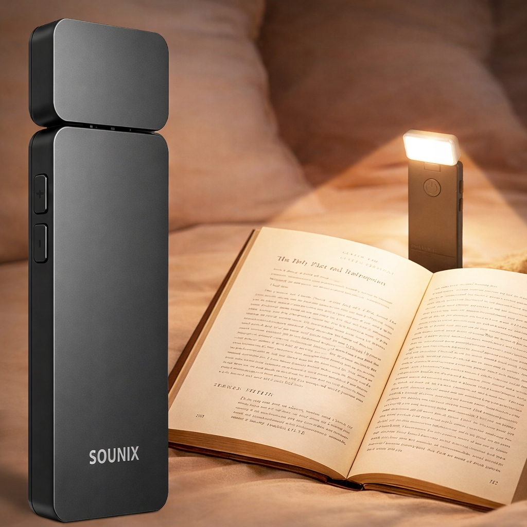 LAMPKA LED DO CZYTANIA KSIĄŻEK Z KLIPSEM, PRZYPINANA DO ŁÓŻKA, BEZPRZEWODOWA, ŁADOWANA PRZEZ USB SOUNIX