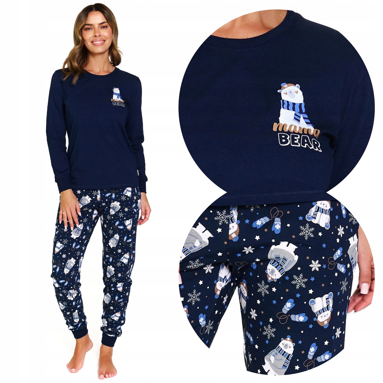 Doctor Nap PM.7337 cozy bear granátová bavlna medvídci dlouhé Pyžamo L