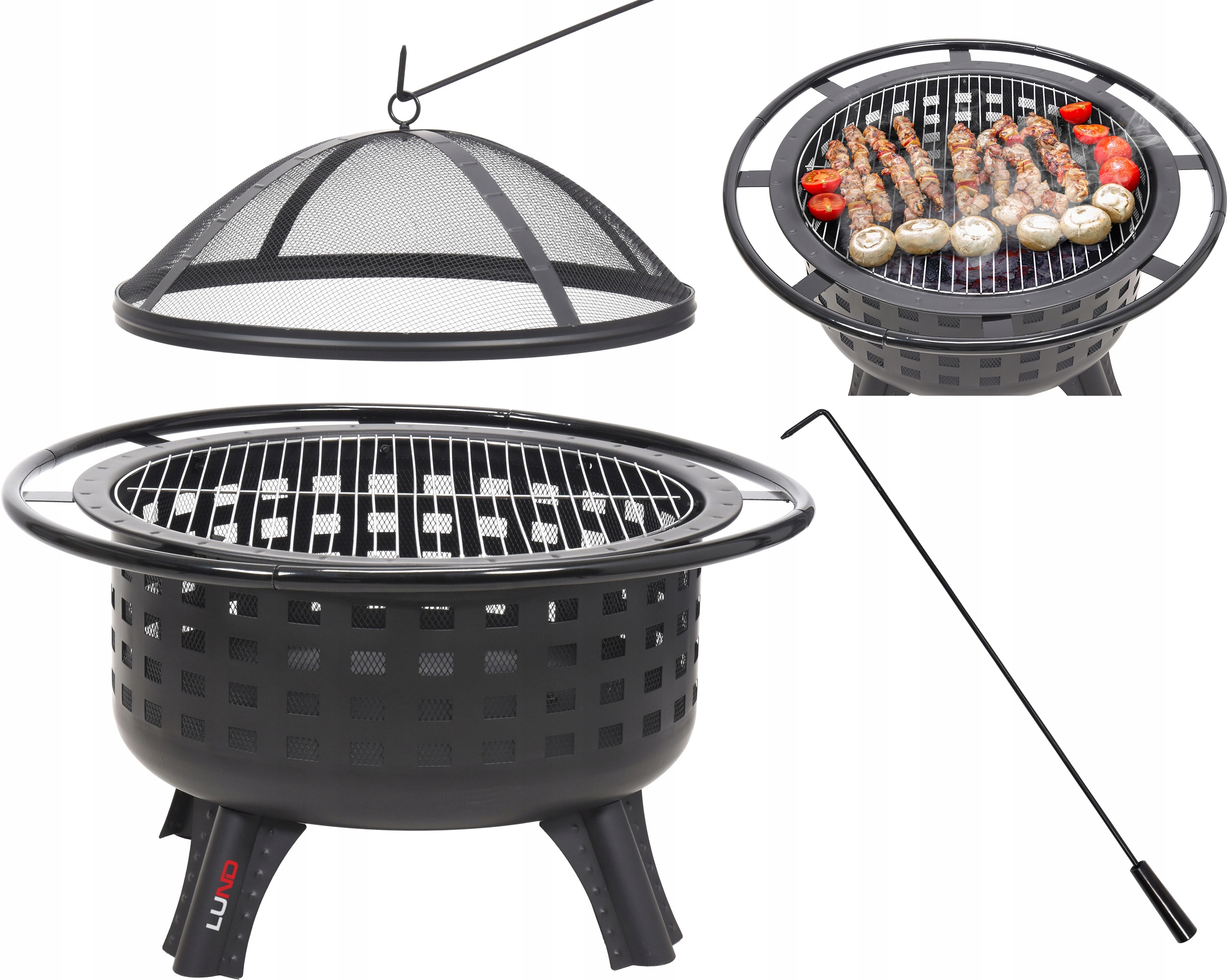 

Palenisko Grill Ogrodowe Stalowe Ruszt I Pokrywa