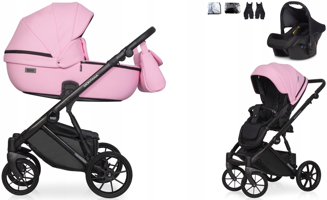RIKO BASIC MONTANA ECCO WÓZEK DZIECIĘCY 3W1 - KOLOR 14 CANDY Z ADAPTERAMI