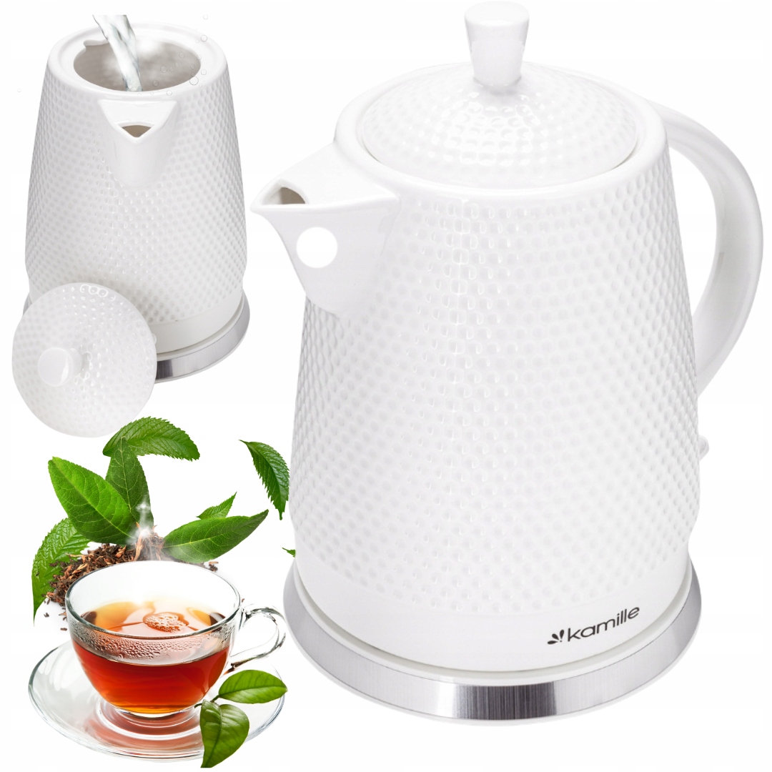 Czajnik Elektryczny biały pojemny Ceramiczny 1,5l Kamille