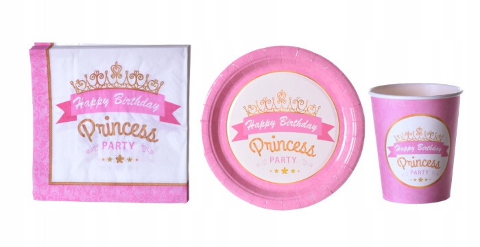Zestaw urodzinowy papierowy Princess dziewczynki
