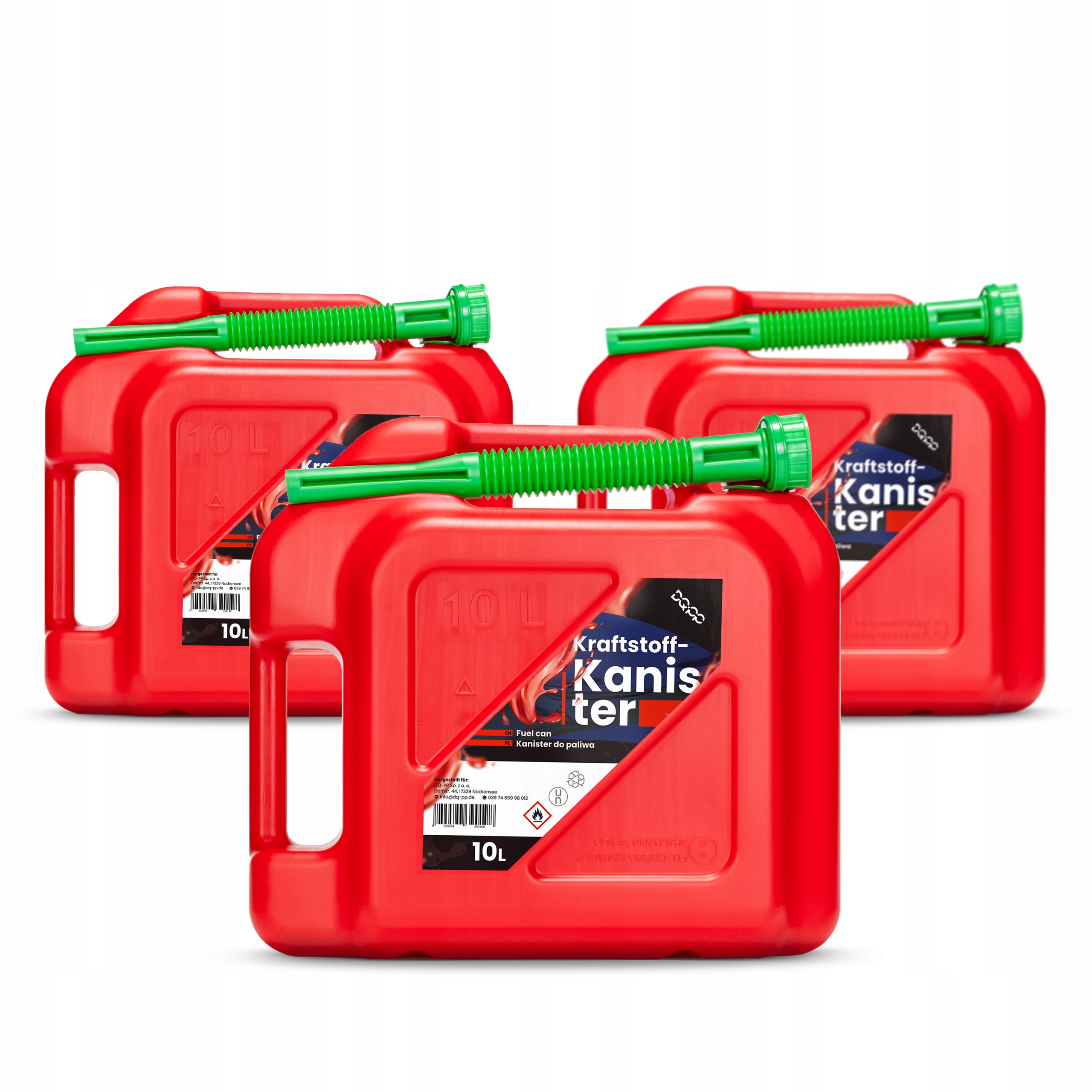 Palivový Kanystr Na Palivo 3 ks Dva Držáky Trychtýř a zátka s Těsněním 10 l