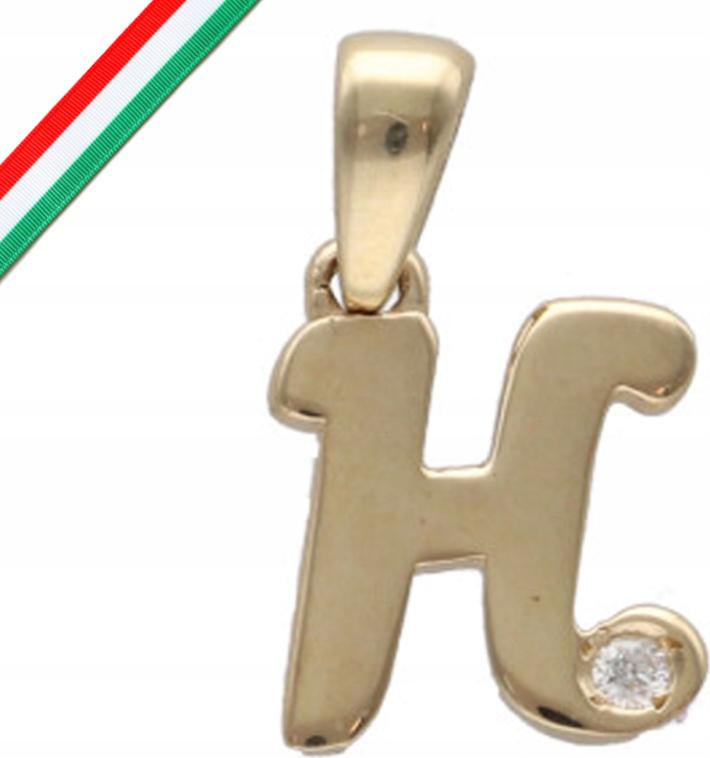 Zlatý přívěsek 585 písmeno H s diamantem 0,6g, ideální jako dárek 14k