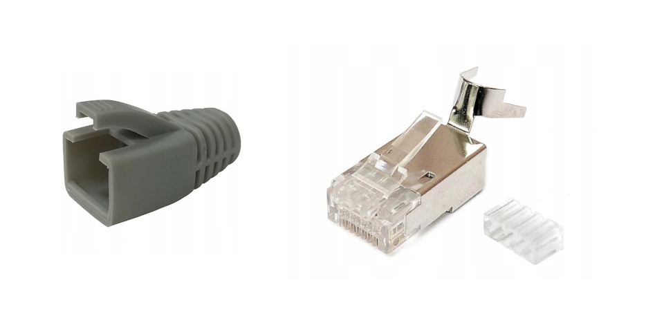 

Wtyki RJ45 kat.6A 10kpl Stp osłonki szare