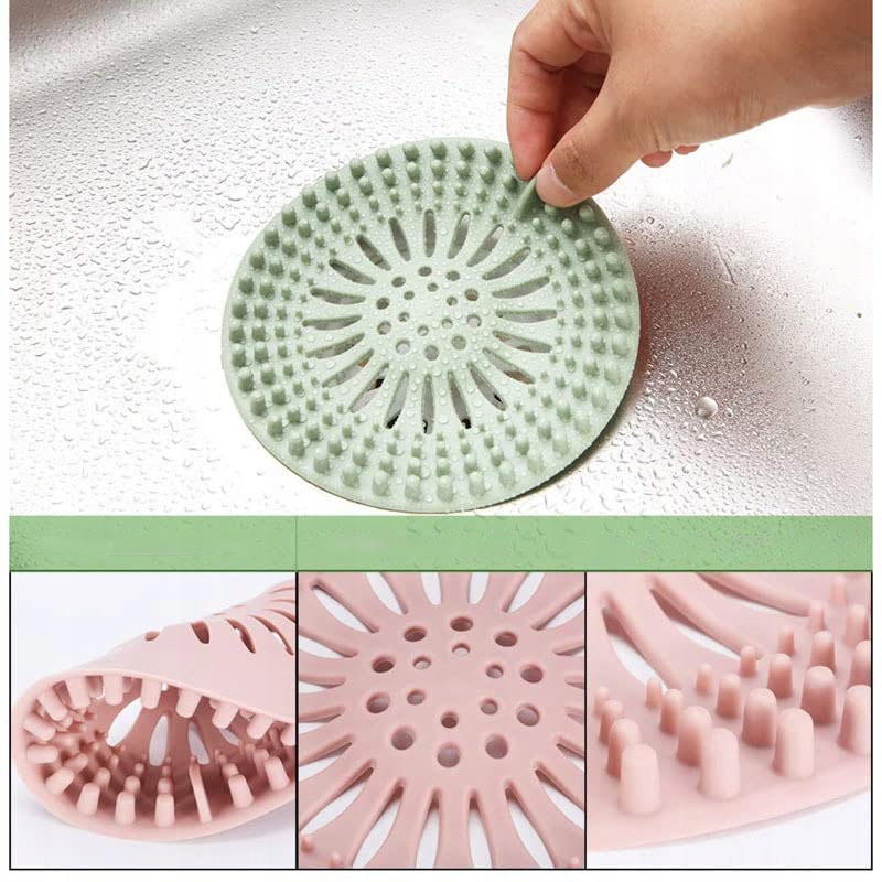 4X SITKO SILIKONOWE DO ZLEWU UMYWALKI WANNY PRYSZNICA KRATKI FILTR ODPŁYWU Kolor szary