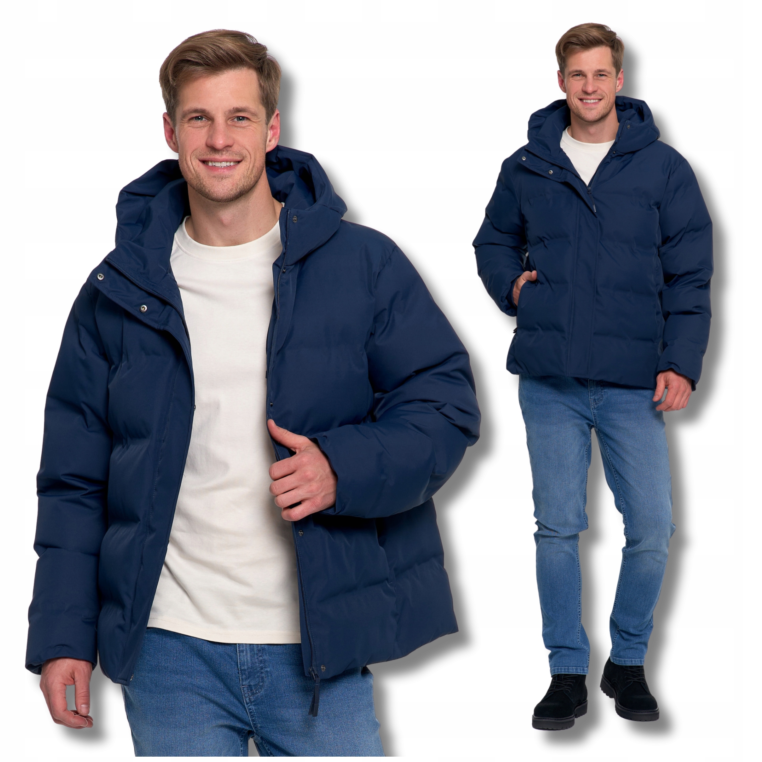 Pánská Prošívaná Zimní Teplá Bunda S Kapucí Péřová Pohodlná Moraj 3XL