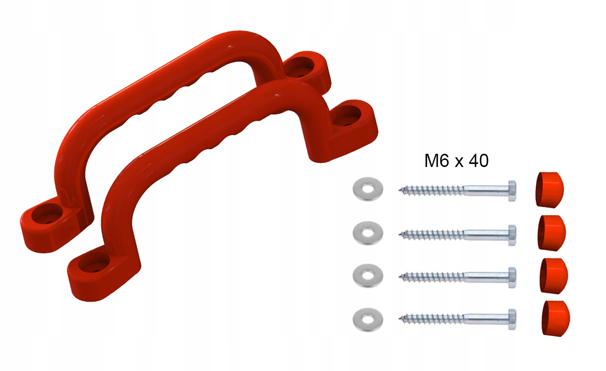 SUN - UCHWYTY RĄCZKI NA PLAC ZABAW 240 mm -2szt Z WKRĘTAMI CZERWONE RD Marka MK-PLAST
