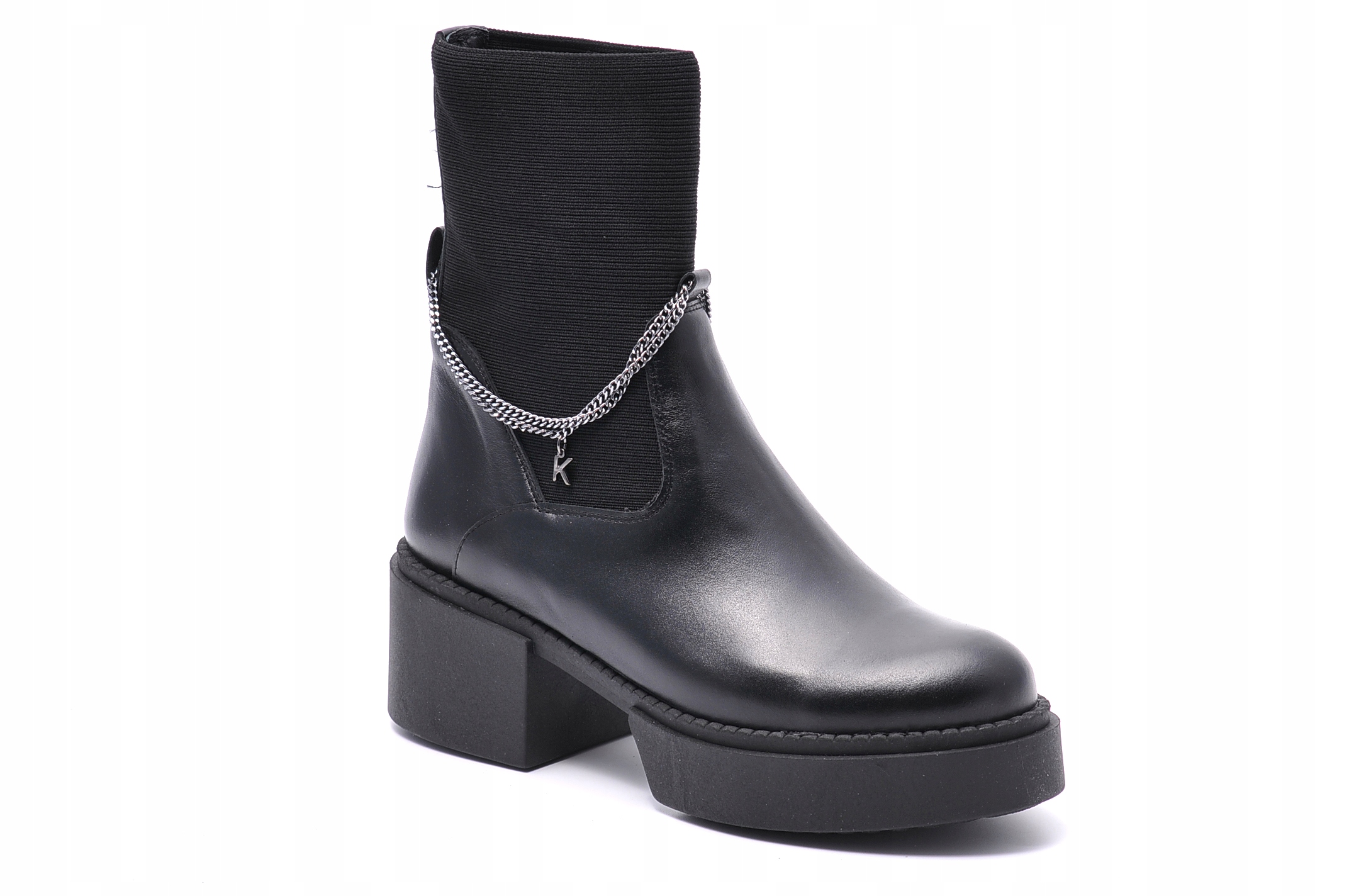 černé kožené elegantní klasické dámské kotníkové boty lico Karino 39