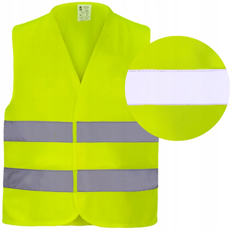 Kamizelka ODBLASKOWA OSTRZEGAWCZA DROGOWA z pasami żółta BHP Hi-Vis CE
