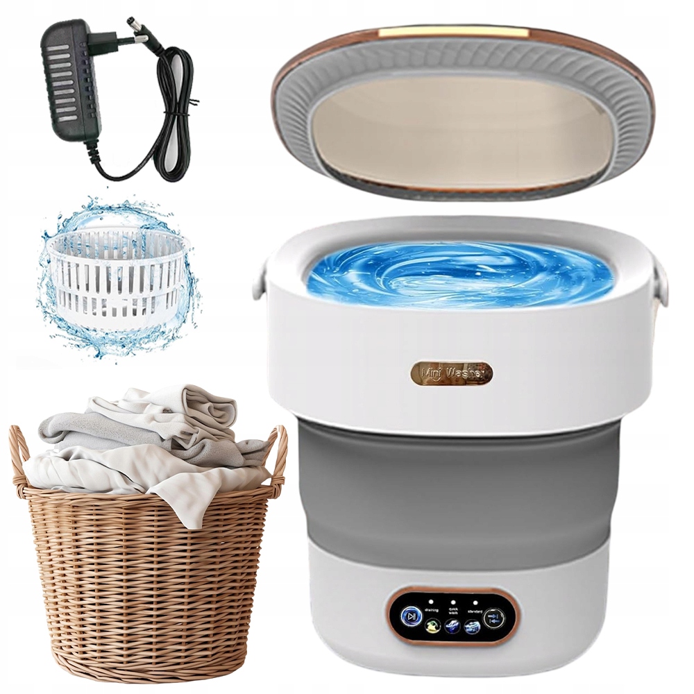 Mini Pralka Turystyczna Składana Przenośna Automatyczna Wirnikowa 12 Litrów