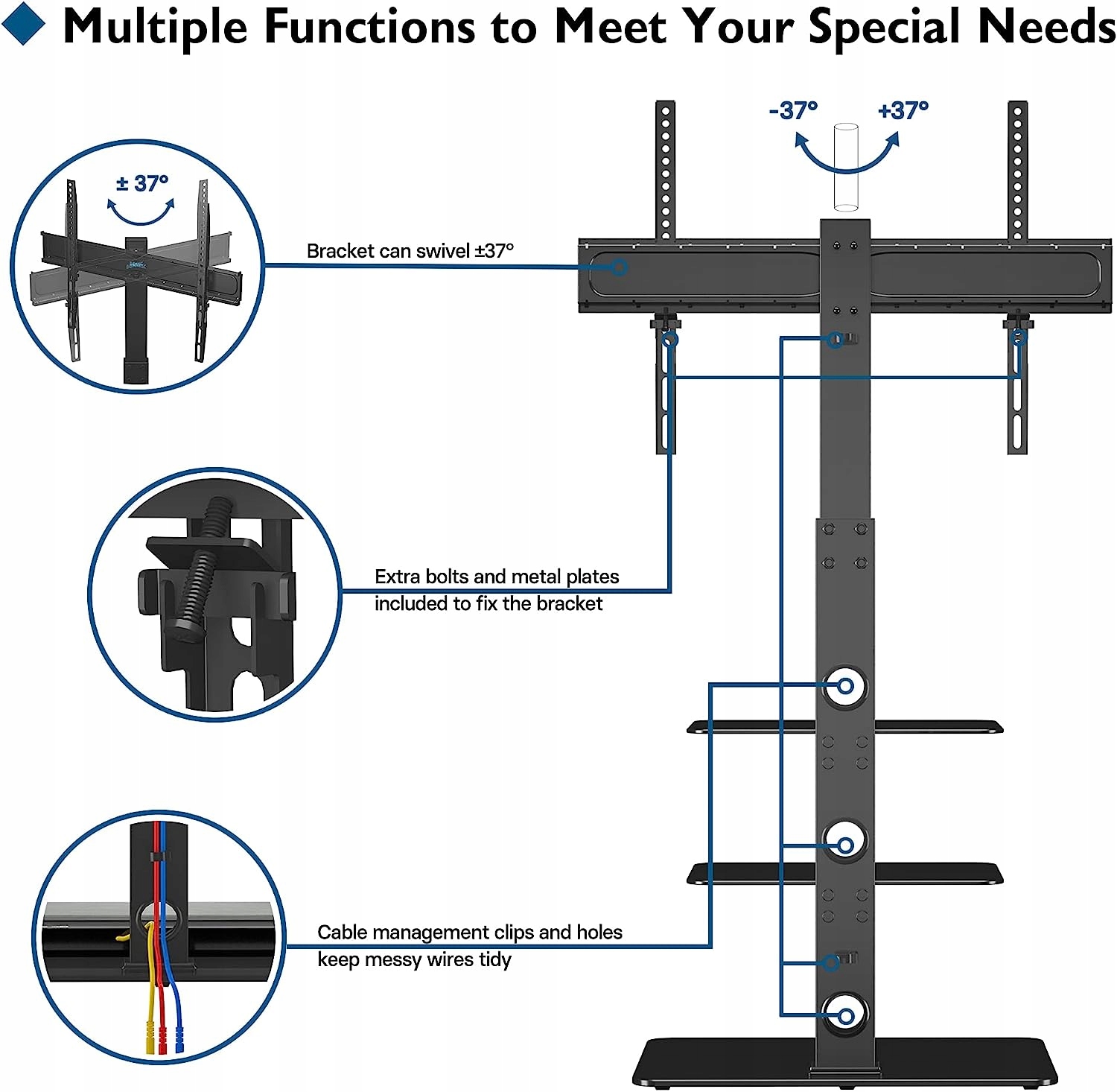 STOJAK POD TELEWIZOR 30-70 2 PÓŁKI SZKŁO HARTOWANE PREMIUM Kod producenta B3070