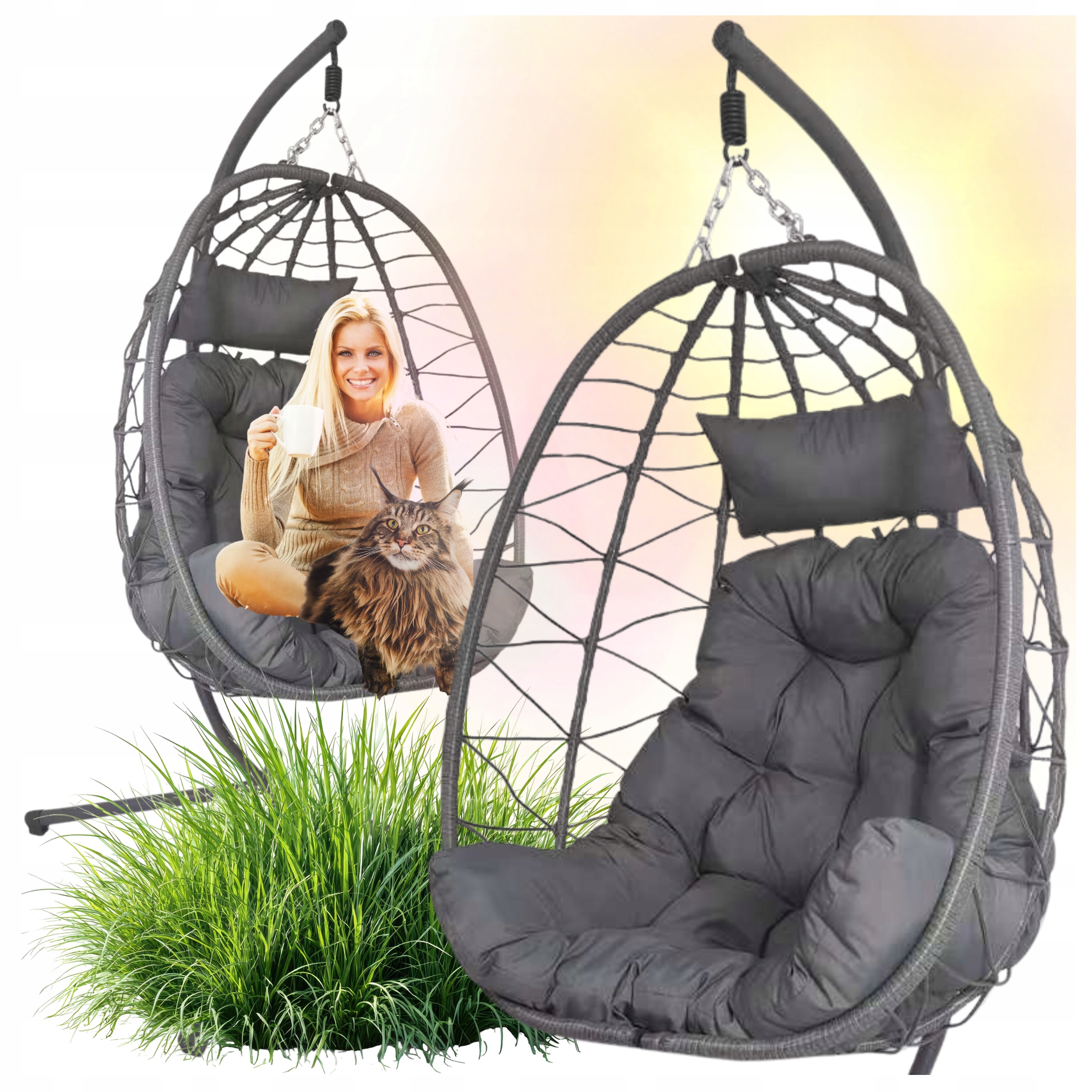 Závěsné Křeslo Kokon Zahradní Křeslo Kokon Houpačka Kokon A Velký Polštář XXL