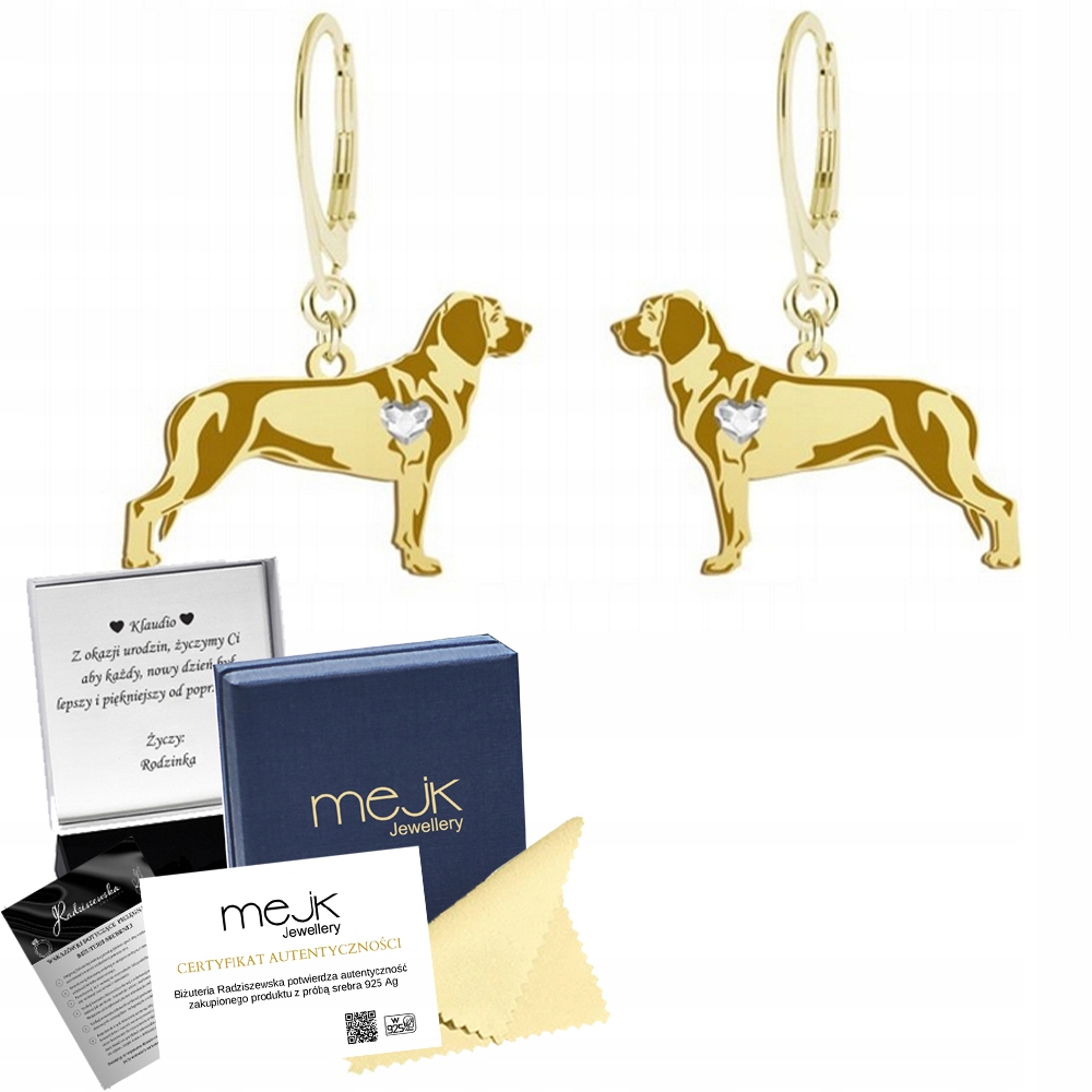 Náušnice Zlaté s hannoverským sokolníkem 925 Žena Šperky Gravírování Bonus